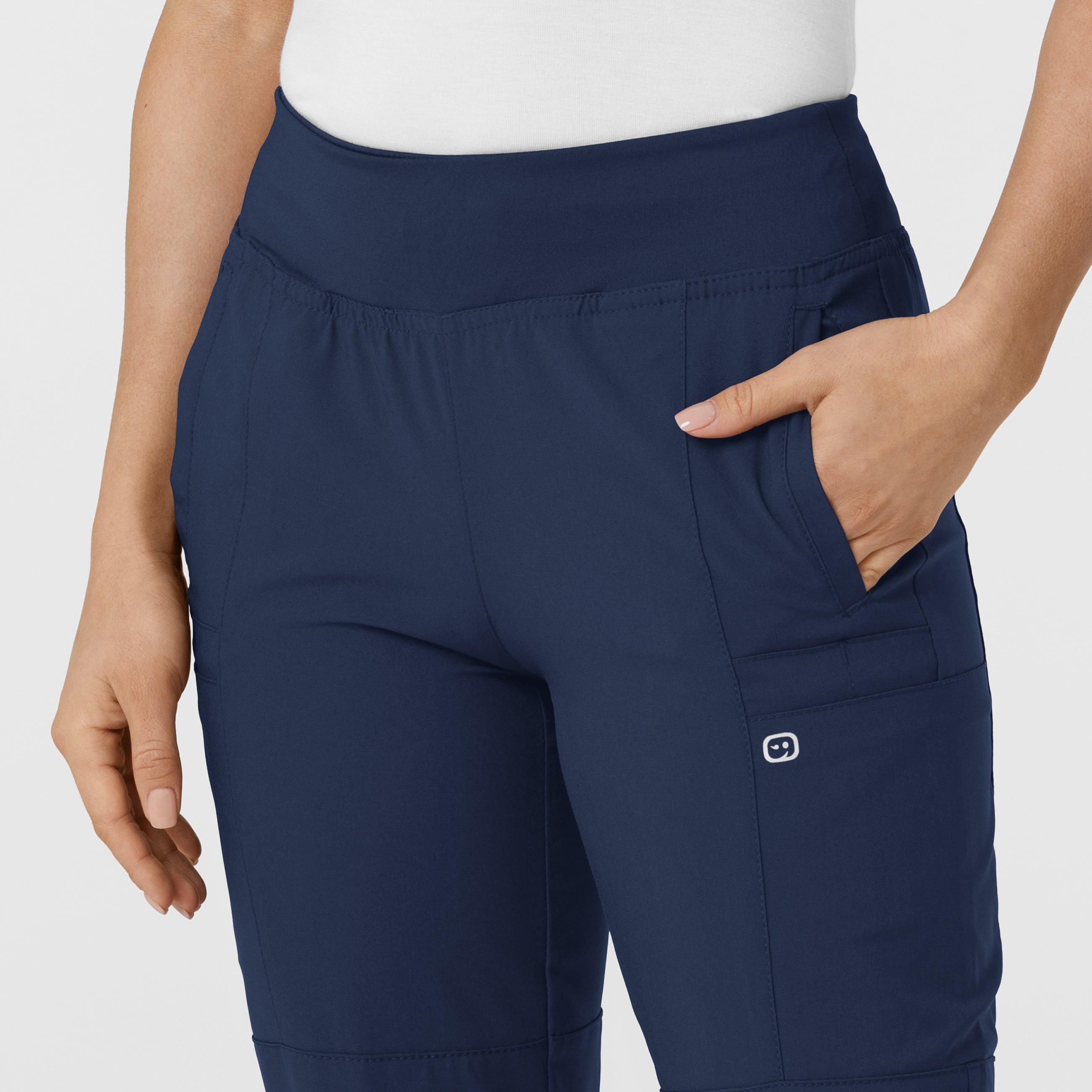 W123 5555 Comfort Waist Cargo Jogger Scrub Pants Navy