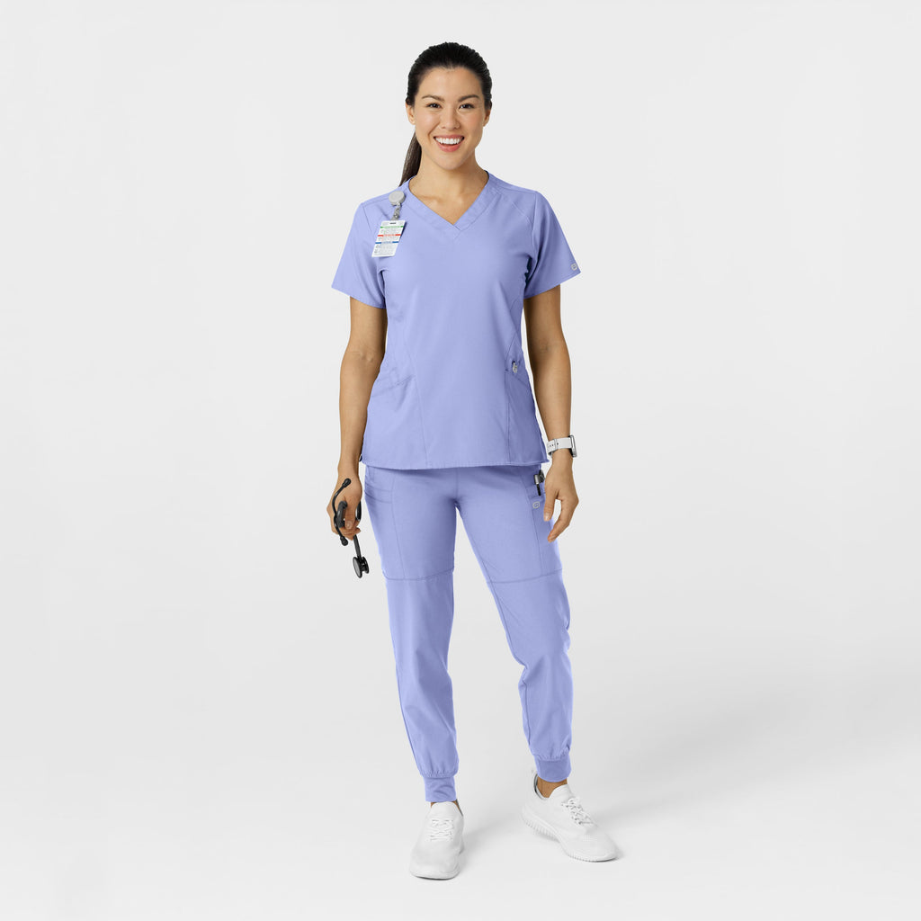 W123 5555 Comfort Waist Cargo Jogger Scrub Pants Ceil Blue
