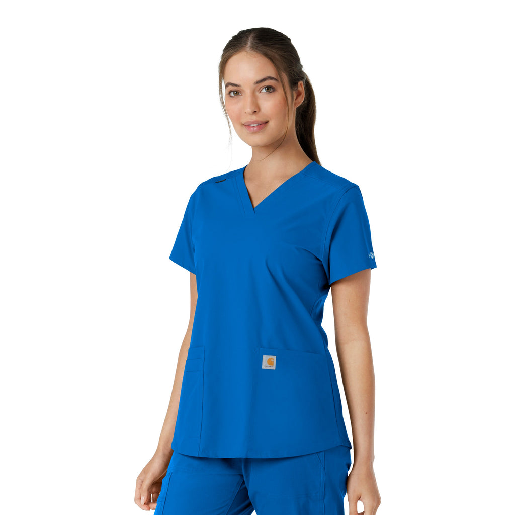 Force Essentials C12313 V-Neck Knit Panel Scrub Top Royal