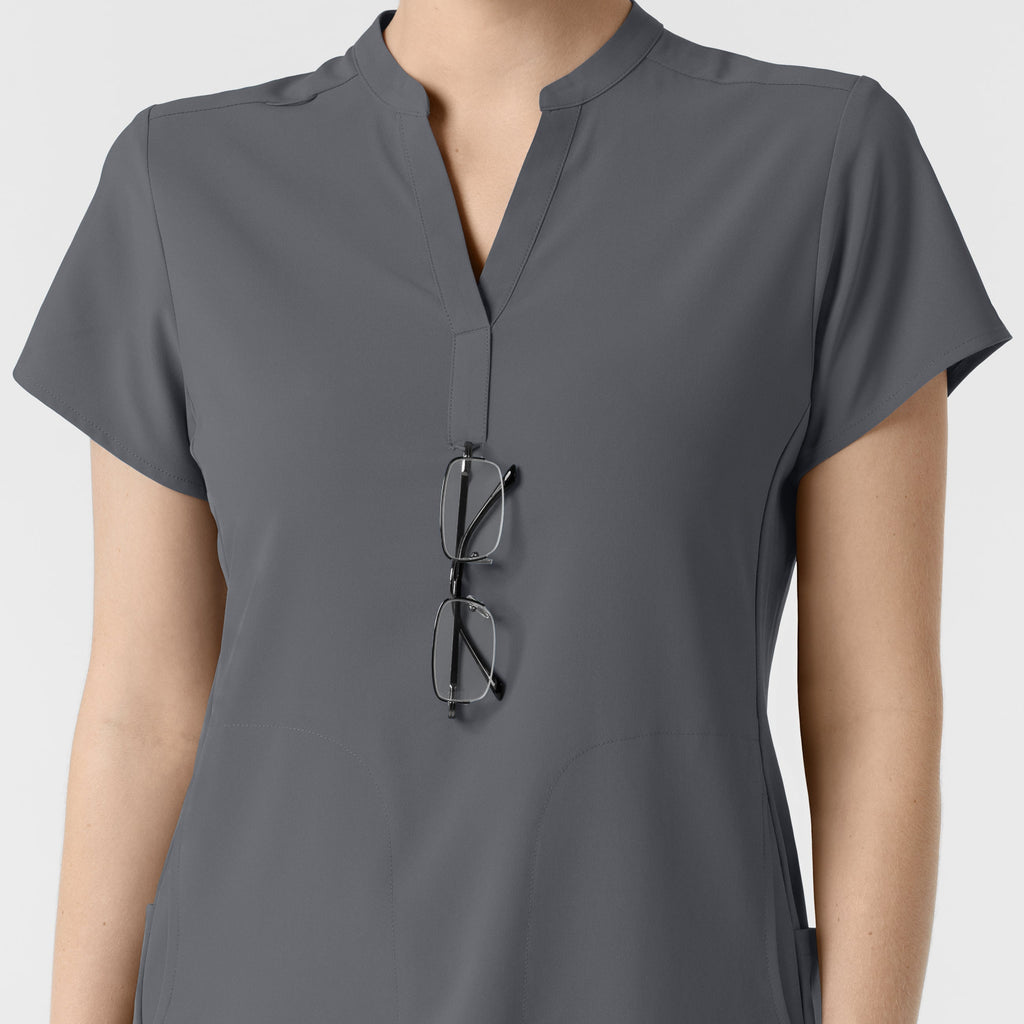 RENEW 6734 Mandarin Collar Scrub Top Pewter