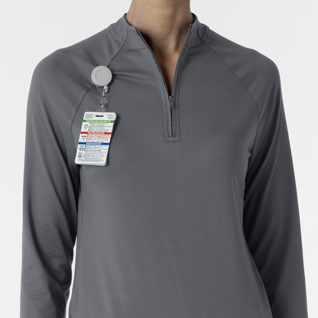Layers 2239 Watch Window Quarter Zip Scrub Top Pewter