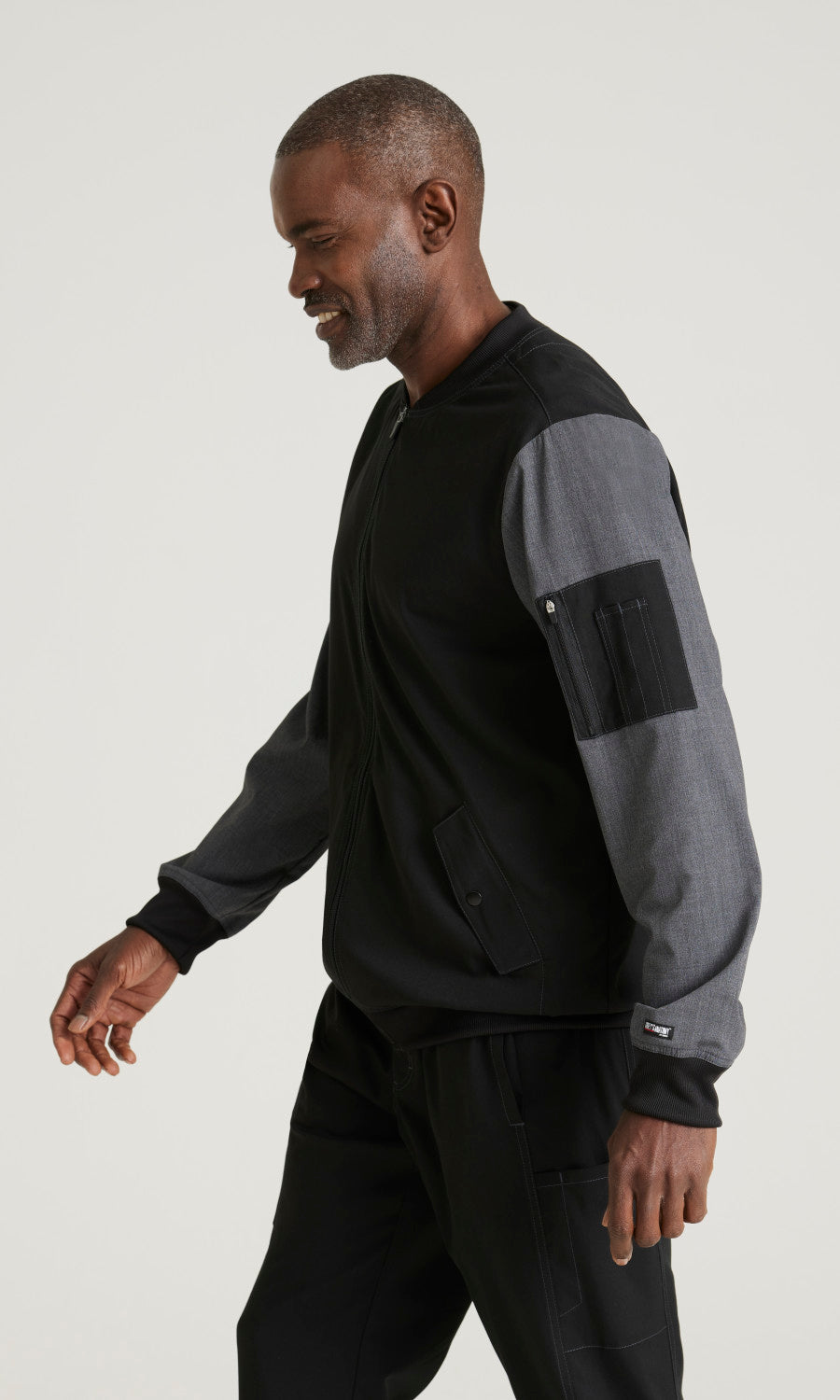 Grey's Anatomy Spandex Stretch GRSW892 Lucas Warm-Up Scrub Jacket Black