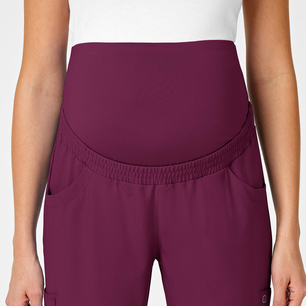 W123 5455 Maternity Jogger Scrub Pants Wine