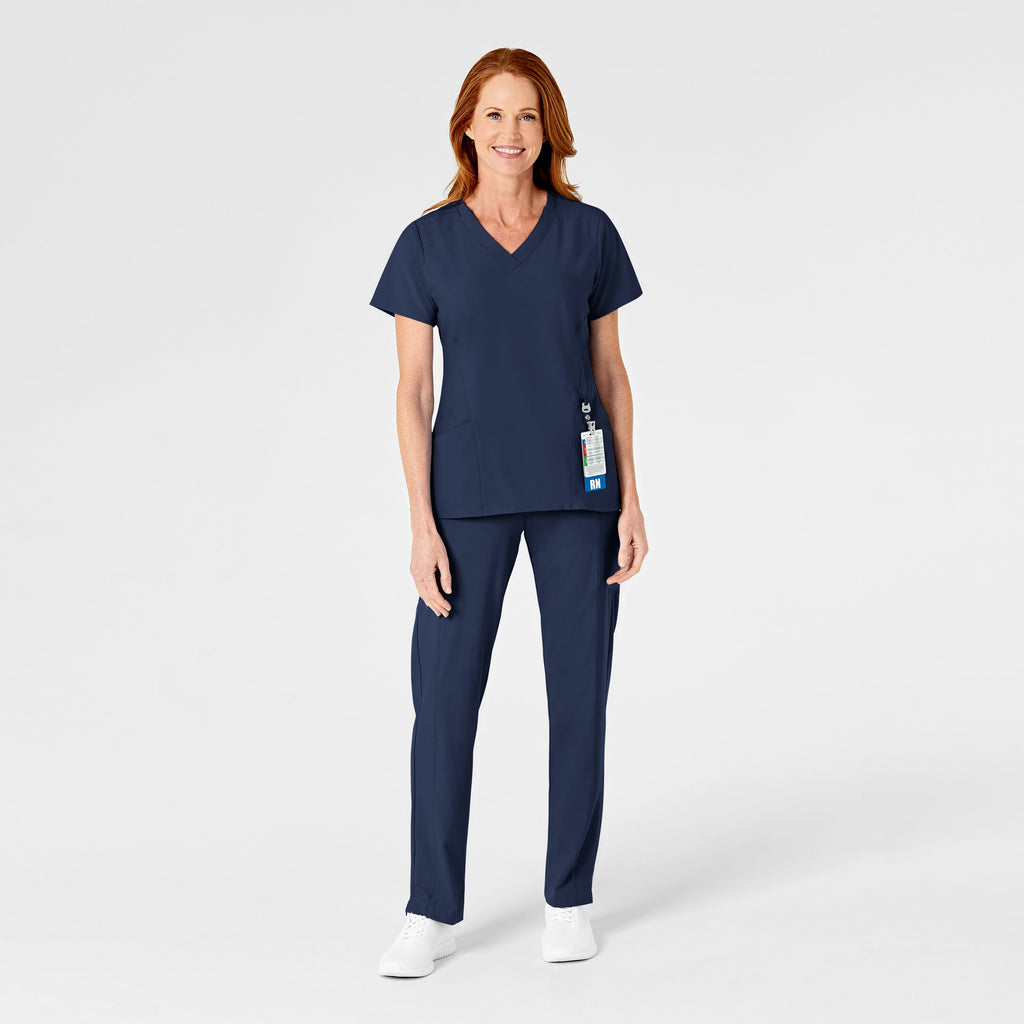 W123 5155 Flat Front Cargo Scrub Pants Navy