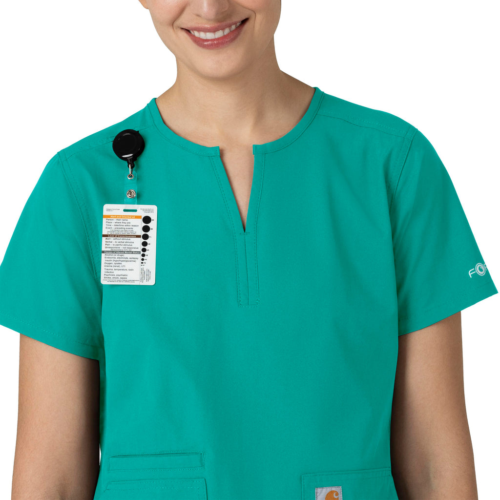 Force Essentials C12213 Notch Neck Tunic Scrub Top Teal Blue