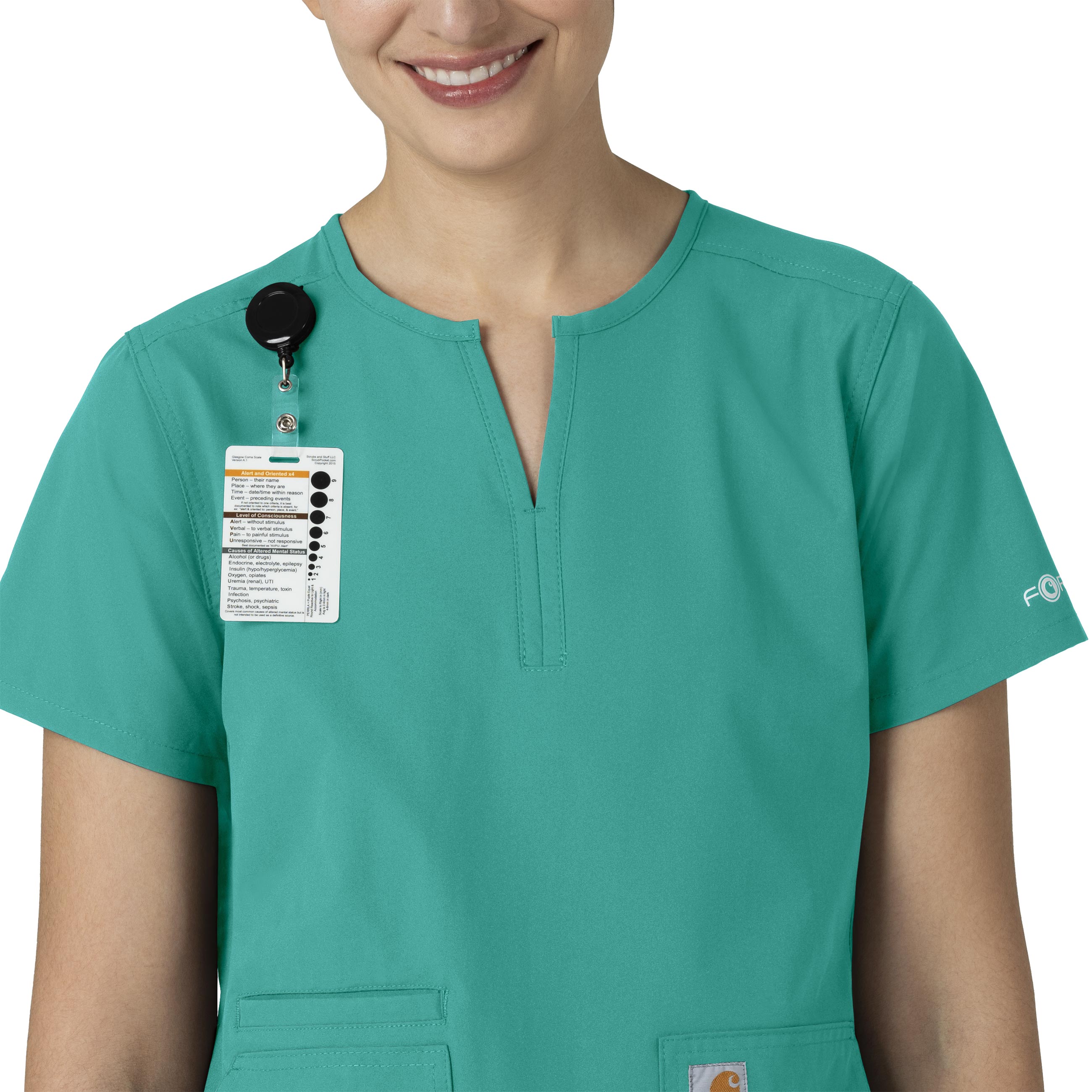 Force Essentials C12213 Notch Neck Tunic Scrub Top Teal Blue