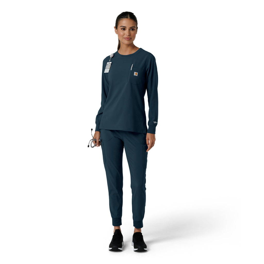 Force Cross-Flex C13610 Women's Crew Neck Long Sleeve Scrub Top Navy