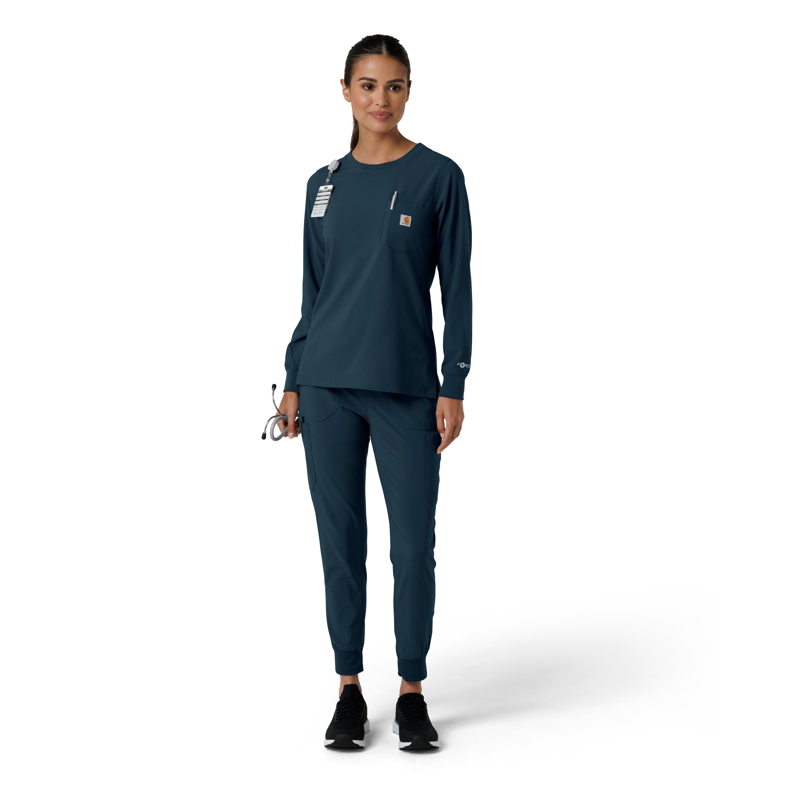 Force Cross-Flex C13610 Women's Crew Neck Long Sleeve Scrub Top Navy