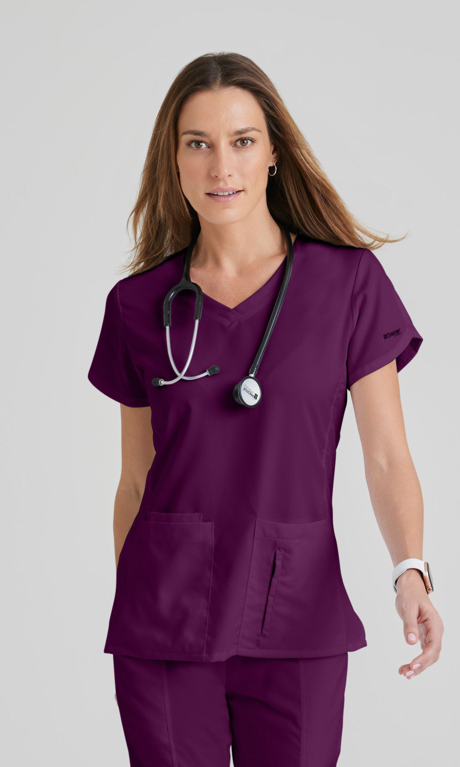 Grey's Anatomy 41423 Cora Scrub Top Wine