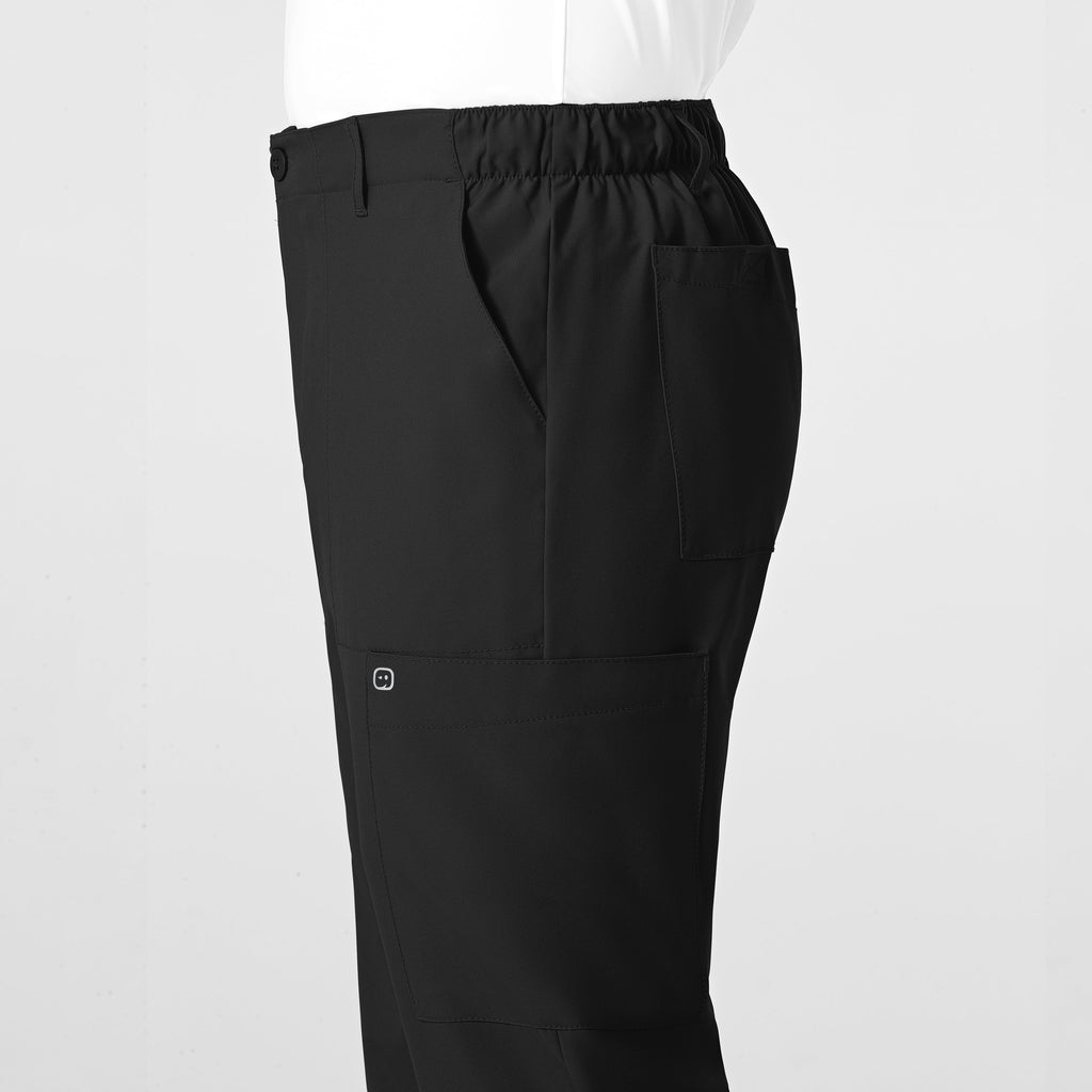W123 5355 Men's Flat Front Cargo Scrub Pants Black