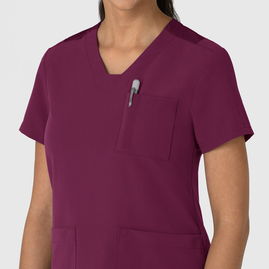 Nova 6132 Flex-n-Reach V-Neck Scrub Top Wine