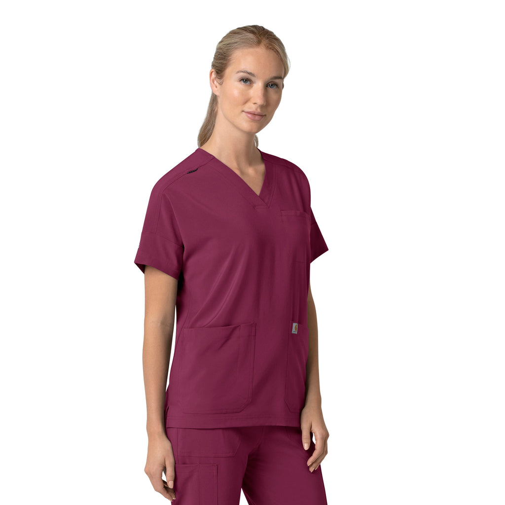 Force Cross-Flex C13110 Oversized V-Neck Scrub Top Wine
