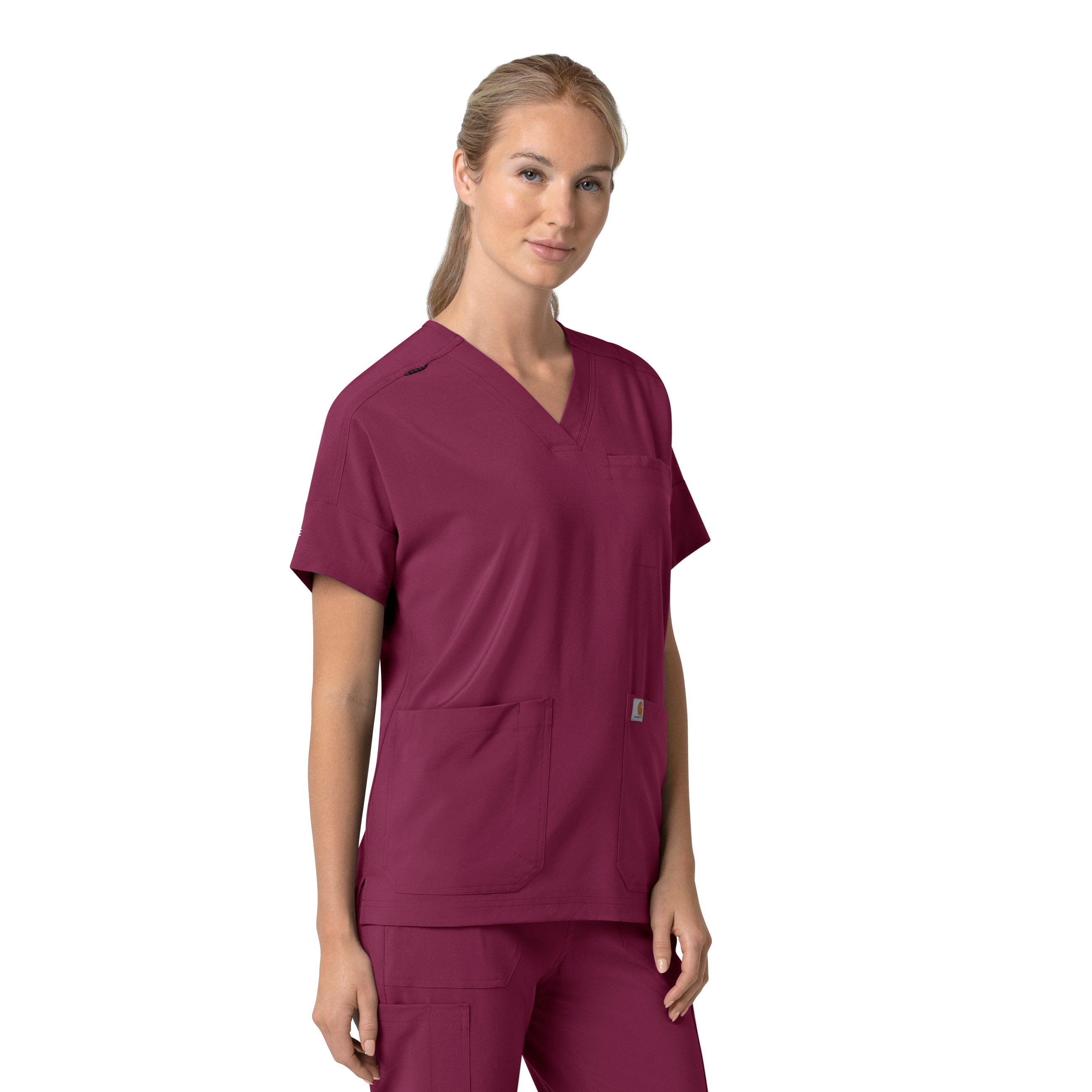 Force Cross-Flex C13110 Oversized V-Neck Scrub Top Wine
