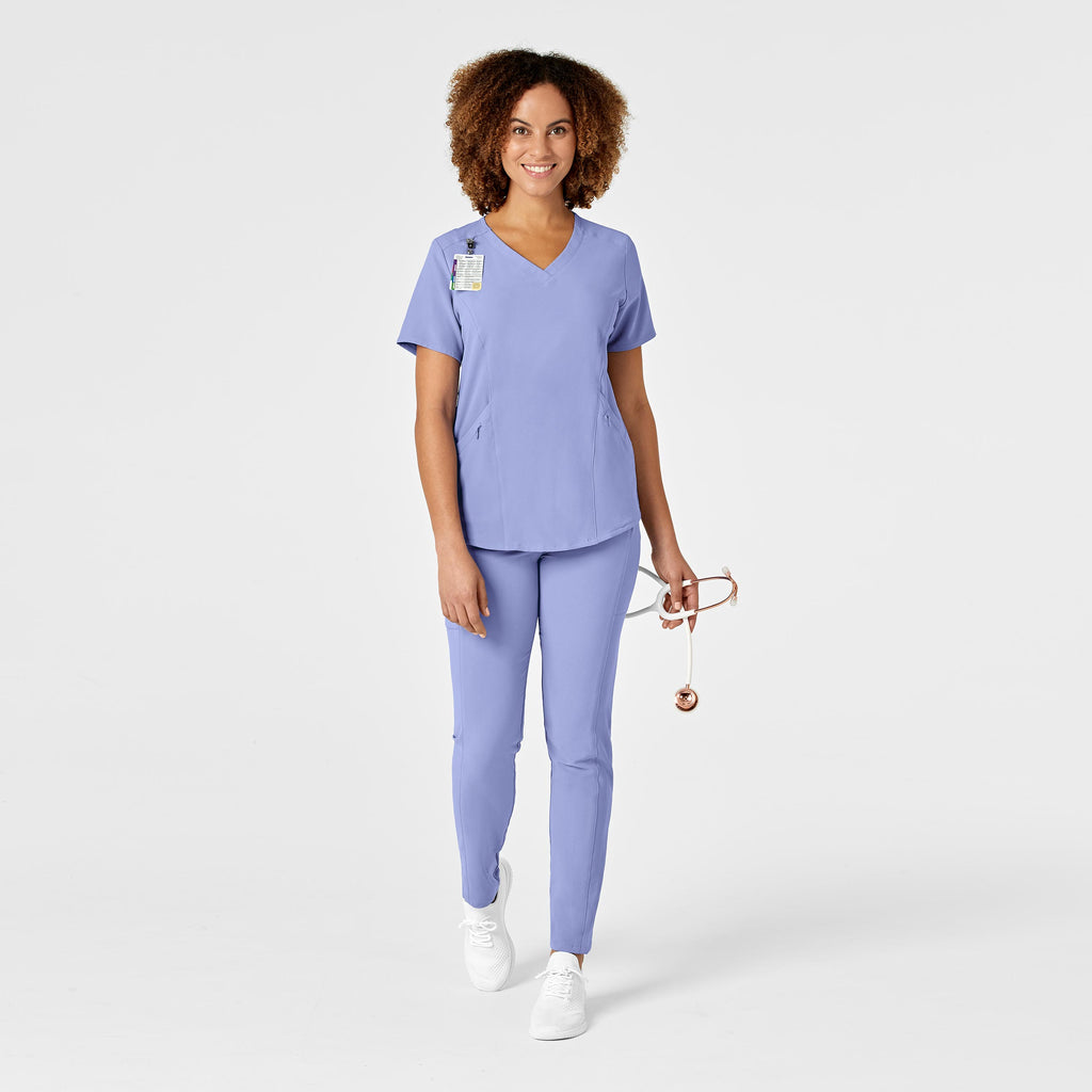 RENEW 6134 V-Neck Scrub Top Ceil Blue
