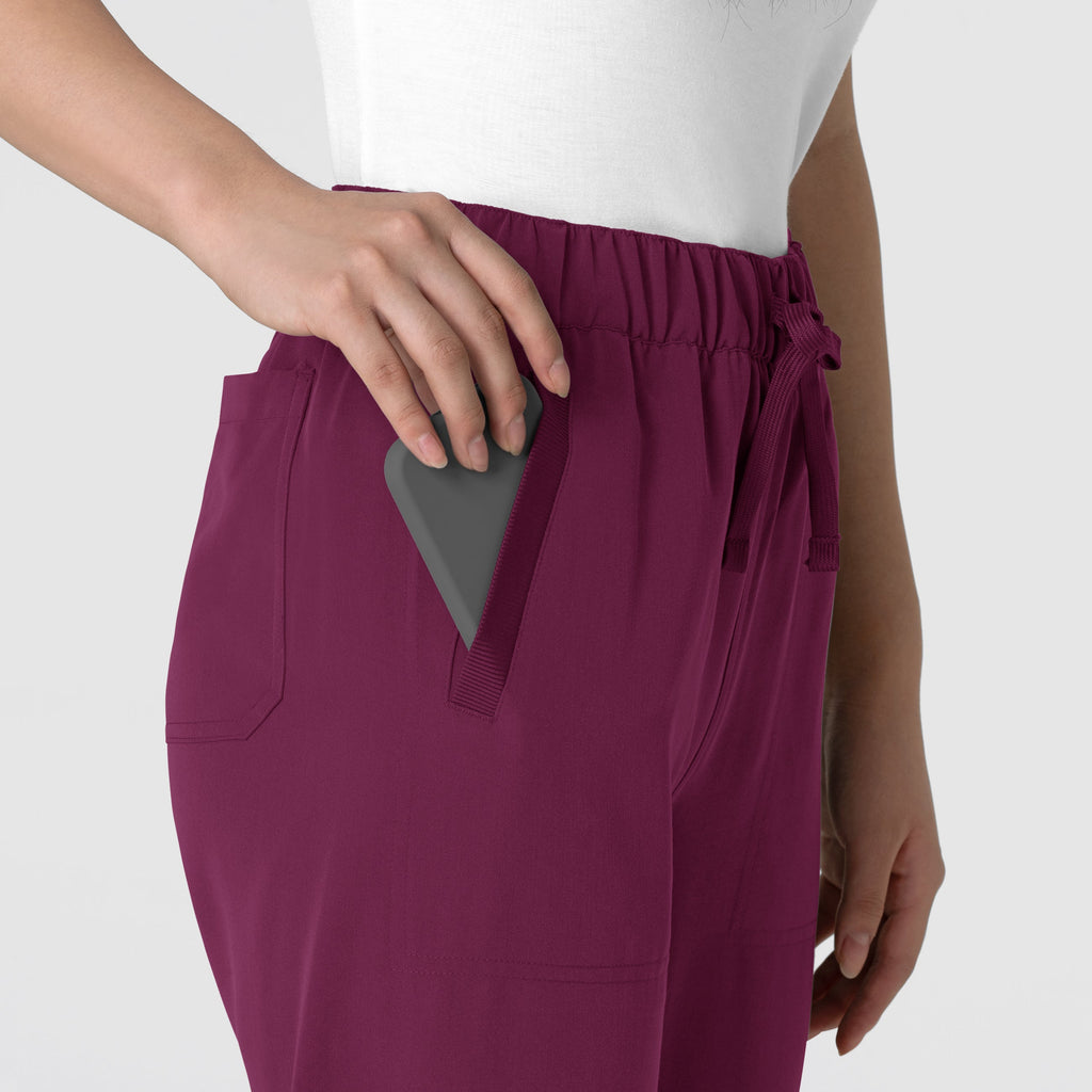 Nova 5232 Stovepipe High-Low Hem Scrub Pants Wine