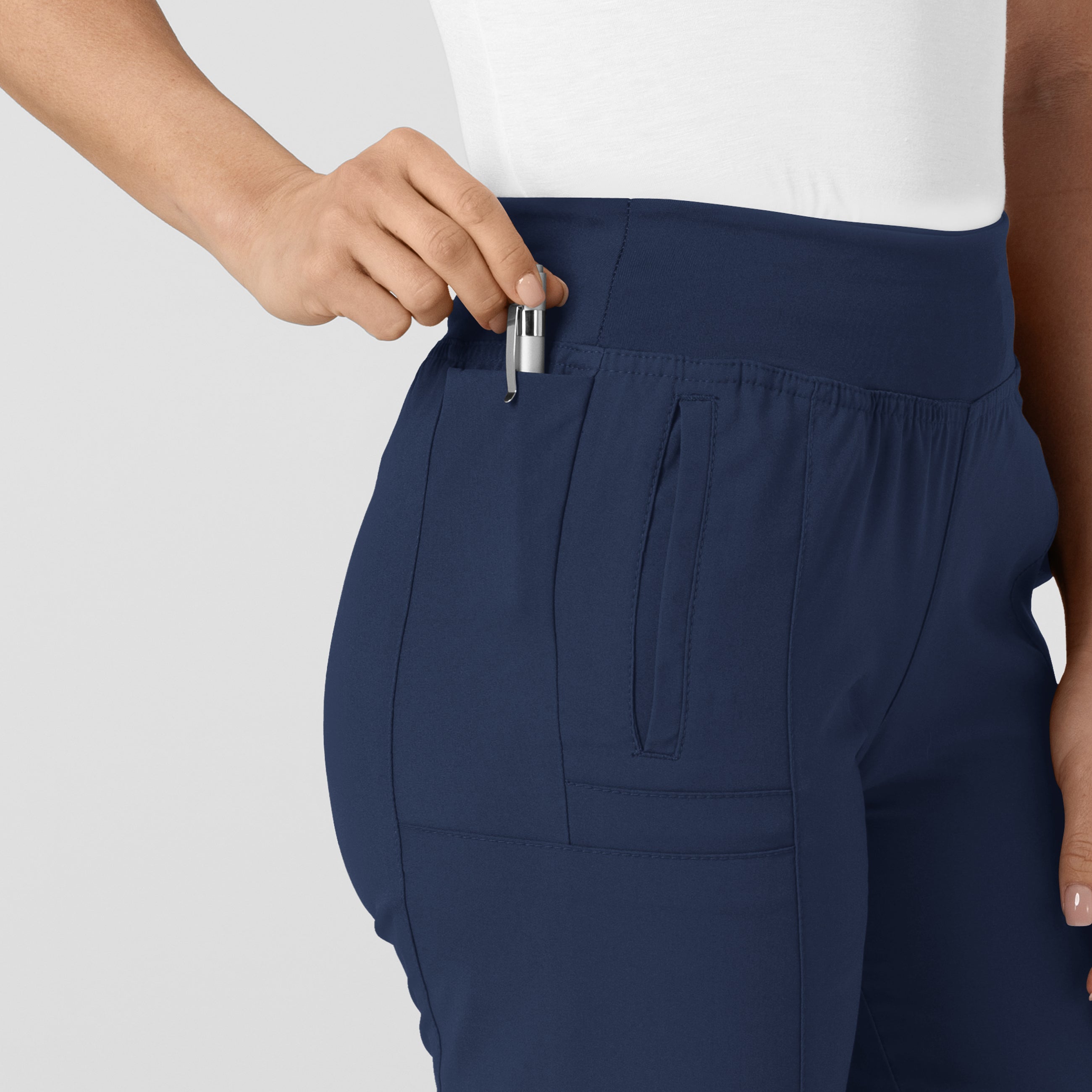W123 5555 Comfort Waist Cargo Jogger Scrub Pants Navy