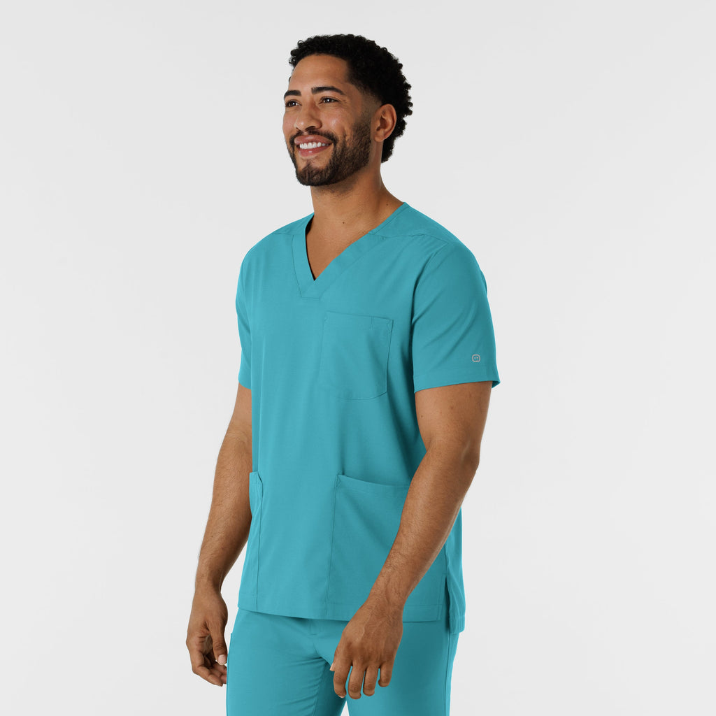 Boundless 6351 Men's Multi Pocket V-Neck Scrub Top Teal