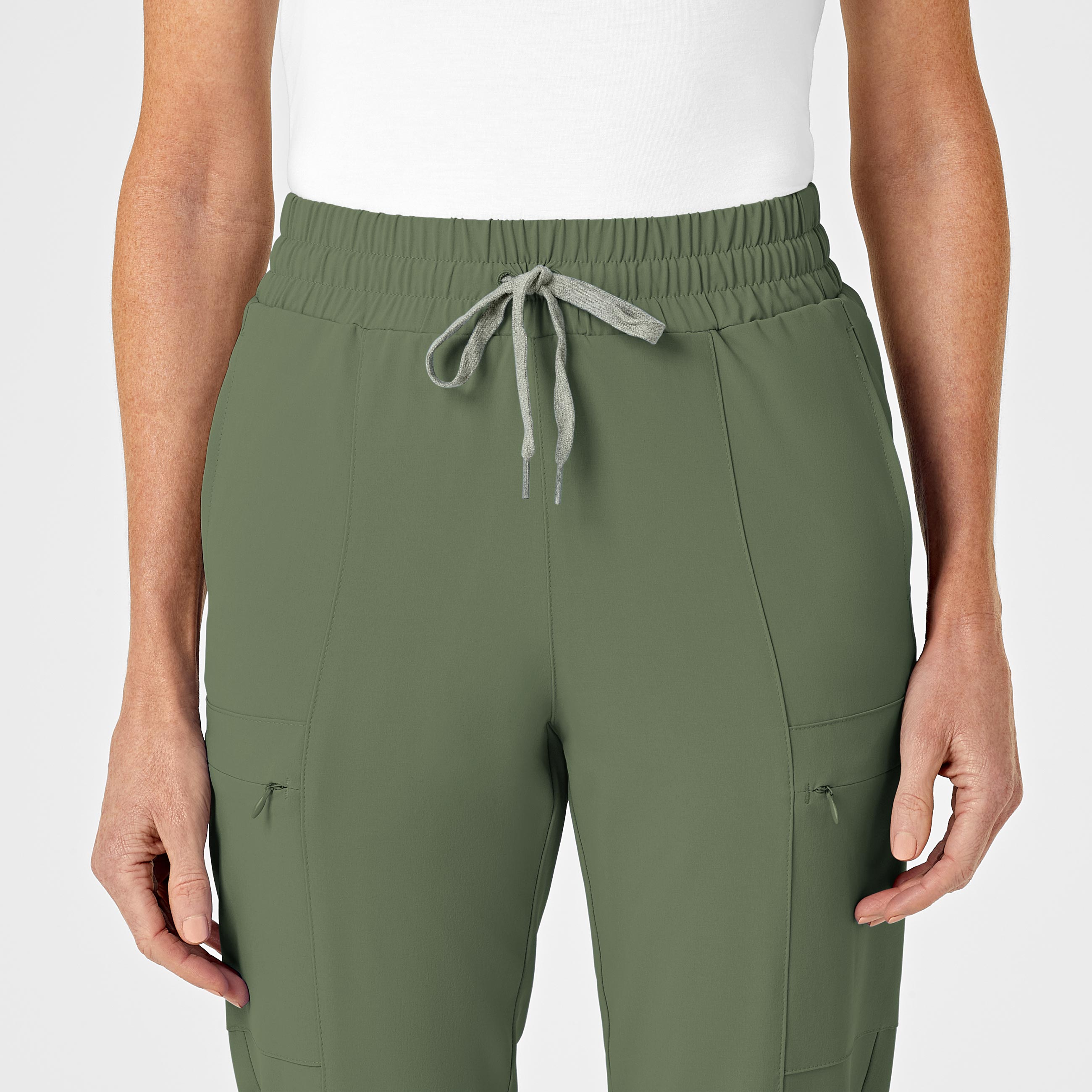 RENEW 5334 High Waist Slim Leg Scrub Pants Olive
