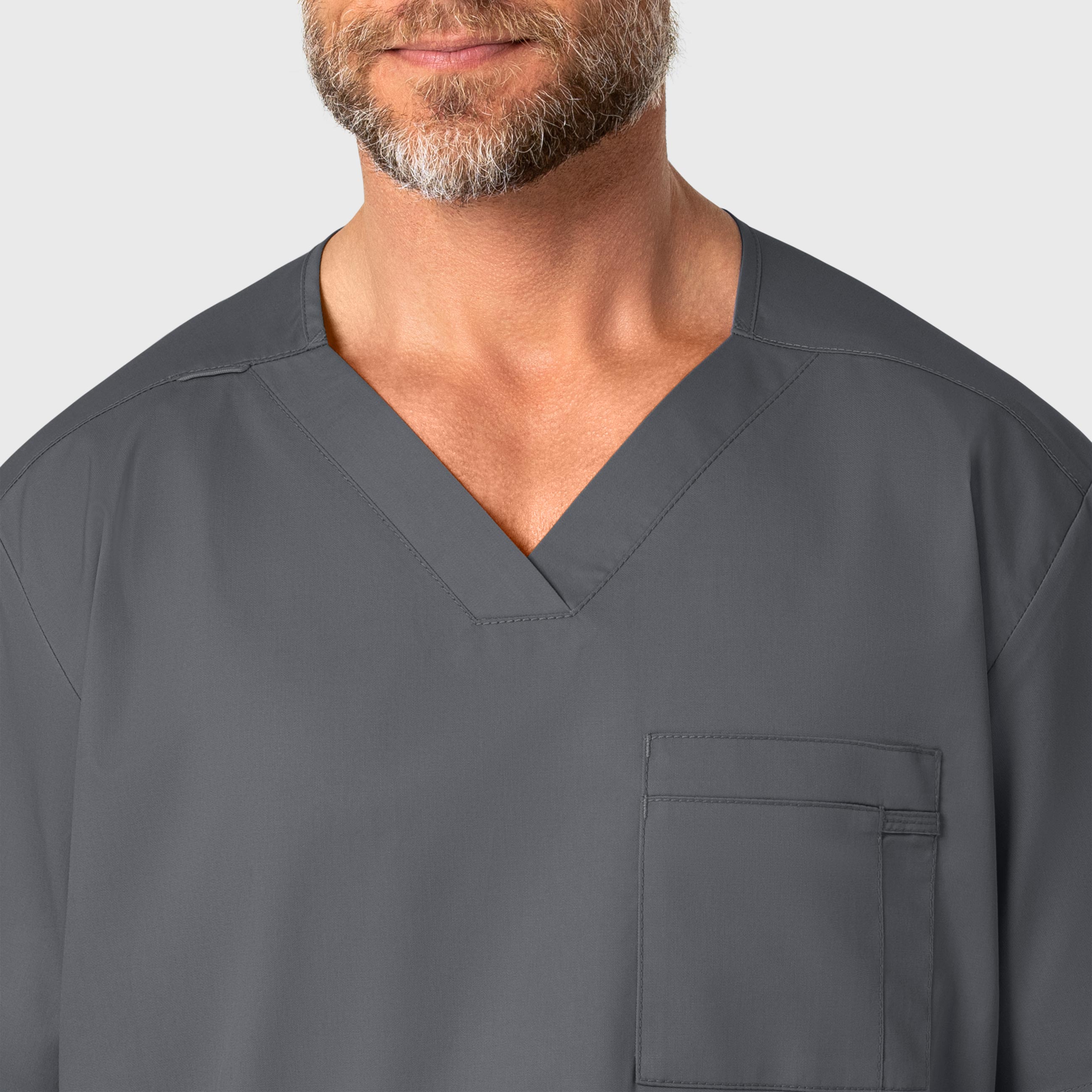WonderWORK 103 Men's V-Neck Scrub Top Pewter