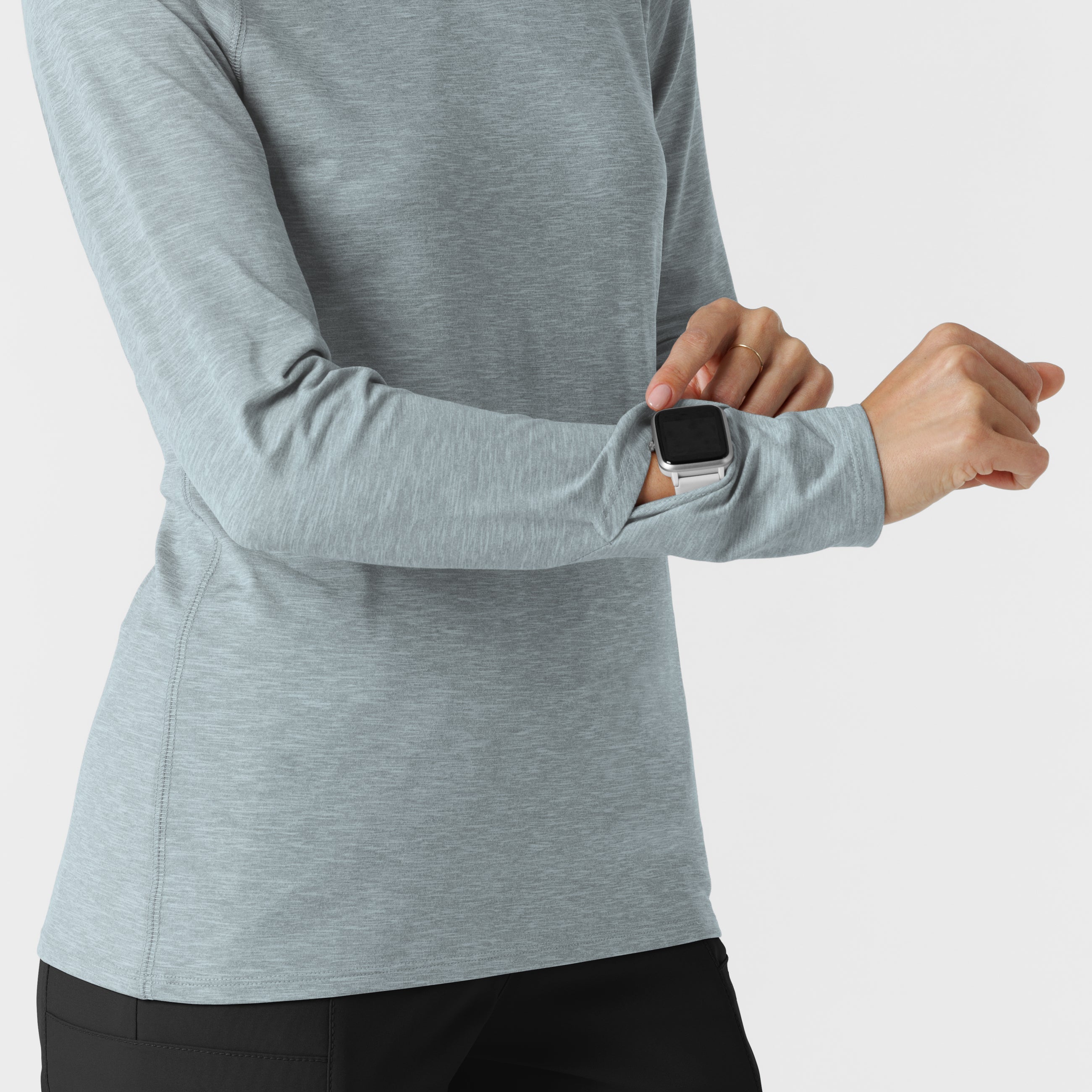 Layers 2139 Watch Window Long Sleeve Underscrub Top Grey Heather