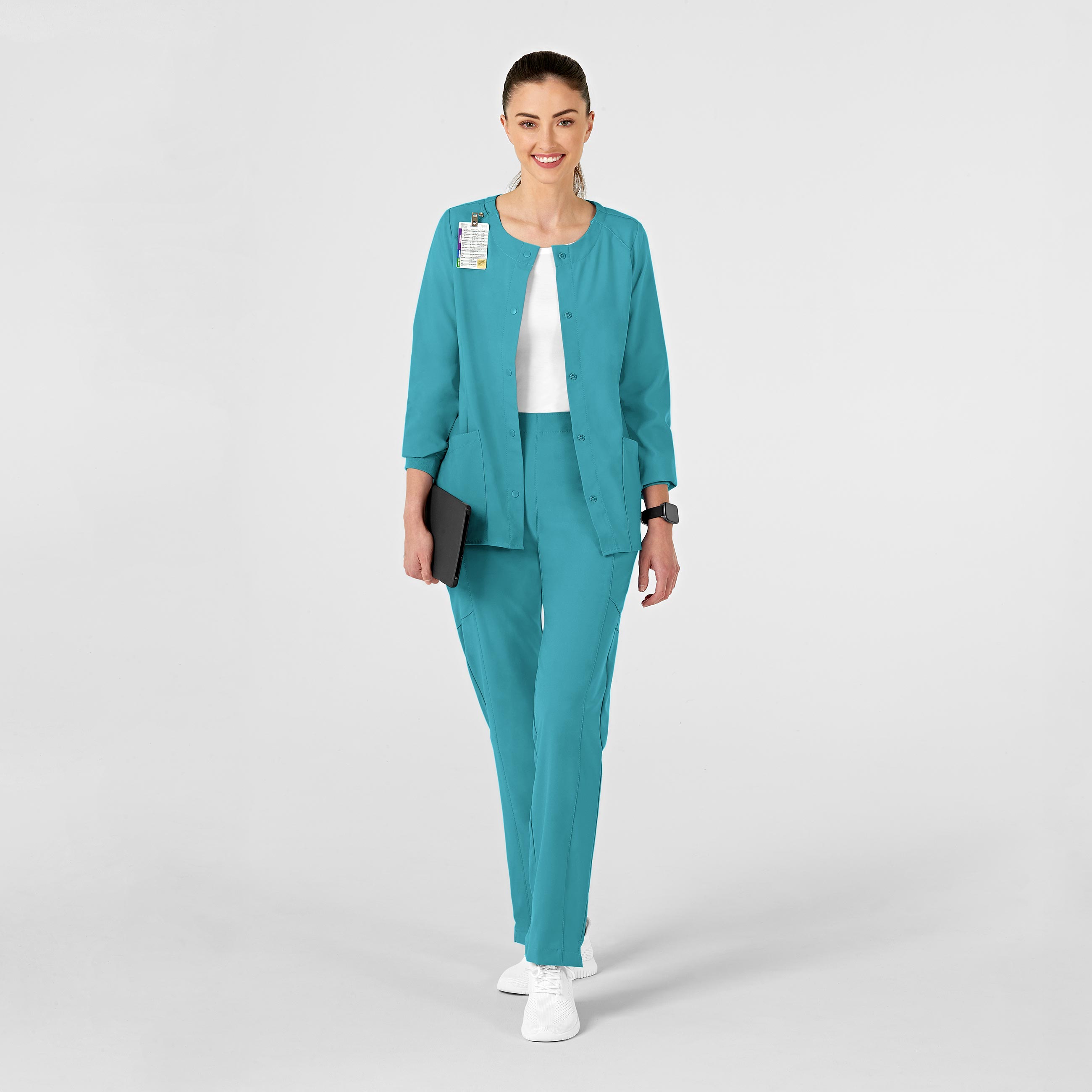W123 8155 Crew Neck Warm Up Jacket Teal Blue