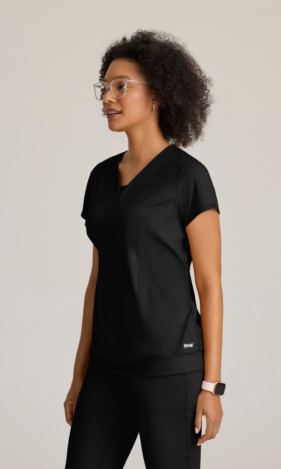 Grey's Anatomy Knits GRST250 Motivate Knit Scrub Top Black