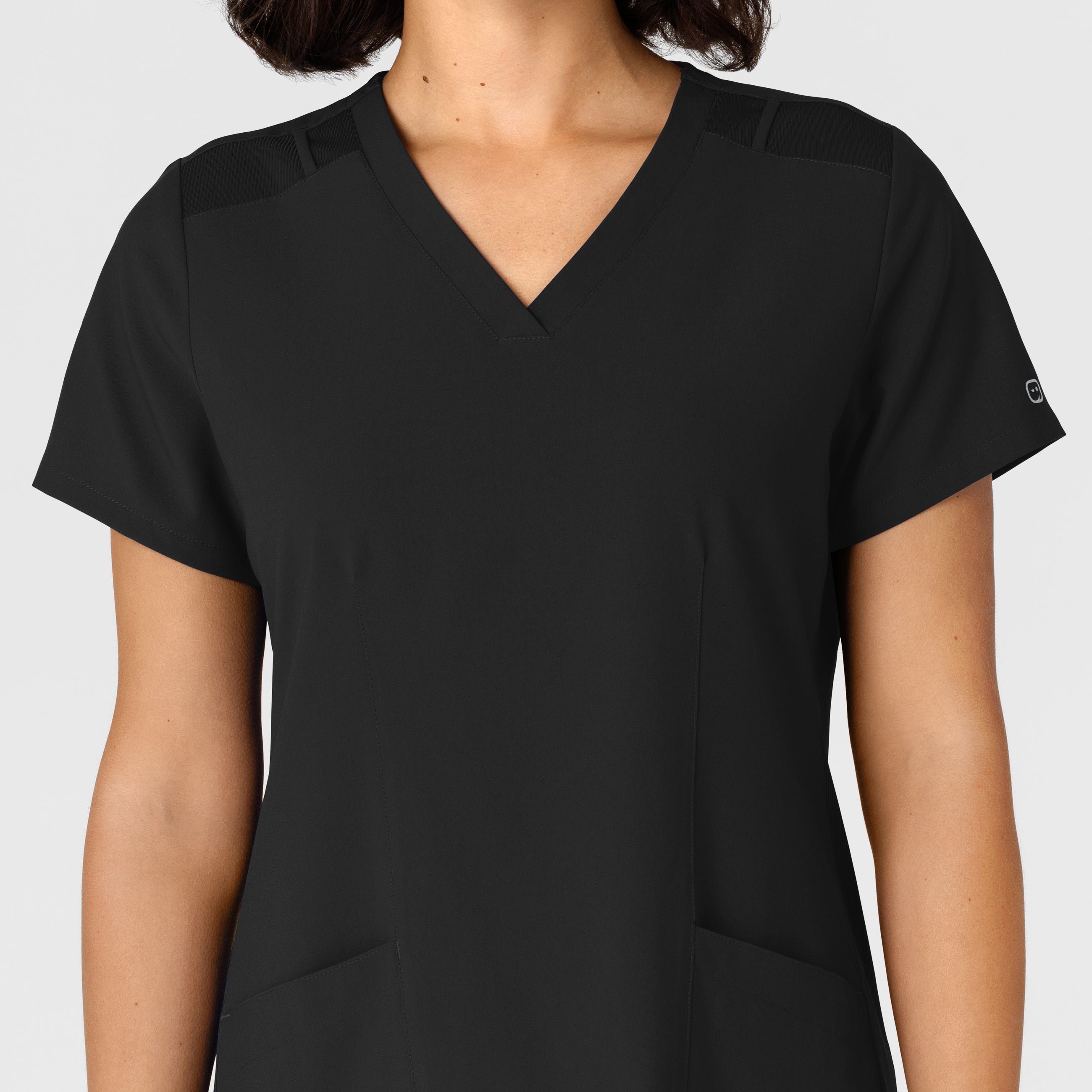 W123 6145 Flex-n-Reach Side Panel V-Neck Scrub Top Black