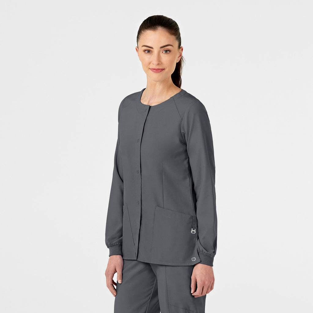 W123 8155 Crew Neck Warm Up Jacket Pewter