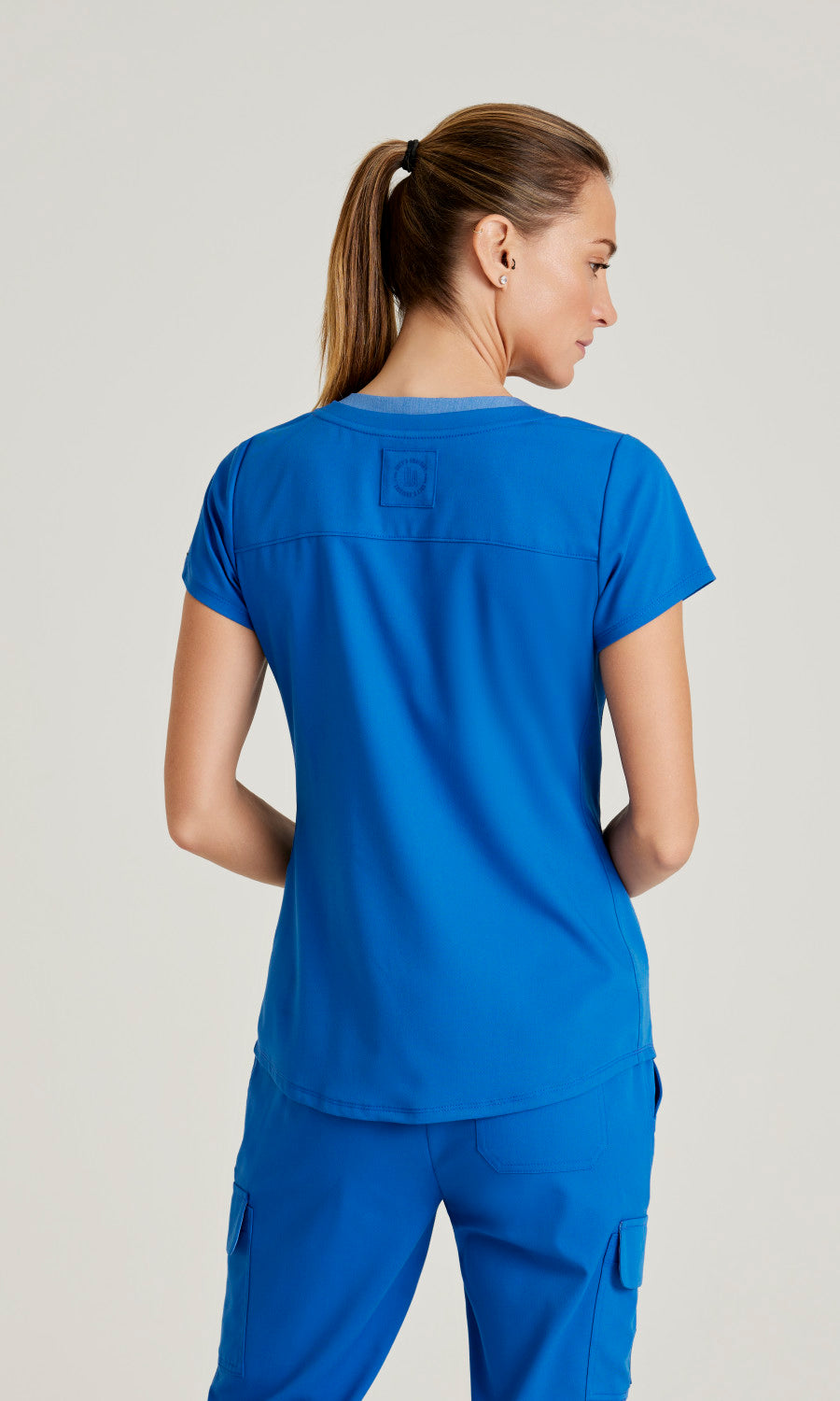 Grey's Anatomy Spandex Stretch GRST194 Meredith Scrub Top New Royal