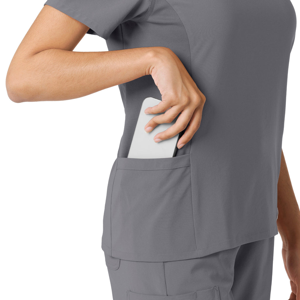 Force Cross-Flex C13310 Knit Panel Scrub Top Pewter
