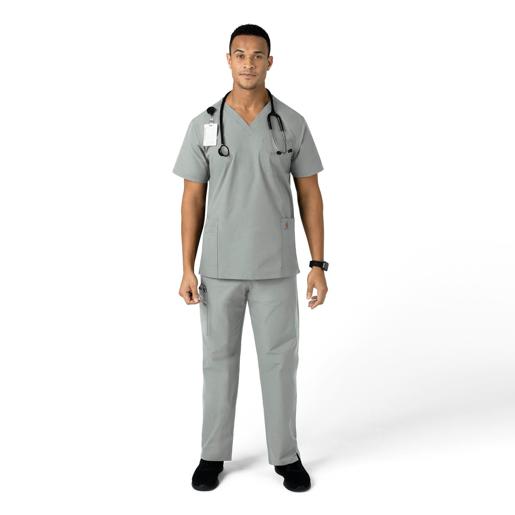 Force Essentials C55013 Unisex Elastic Waist Cargo Scrub Pants Grey