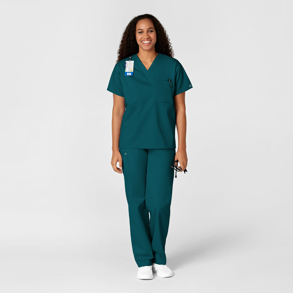WonderWORK 100 Unisex V-Neck Scrub Top Caribbean Blue