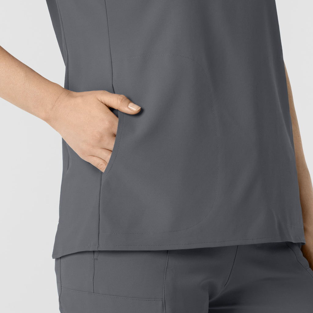 RENEW 6734 Mandarin Collar Scrub Top Pewter
