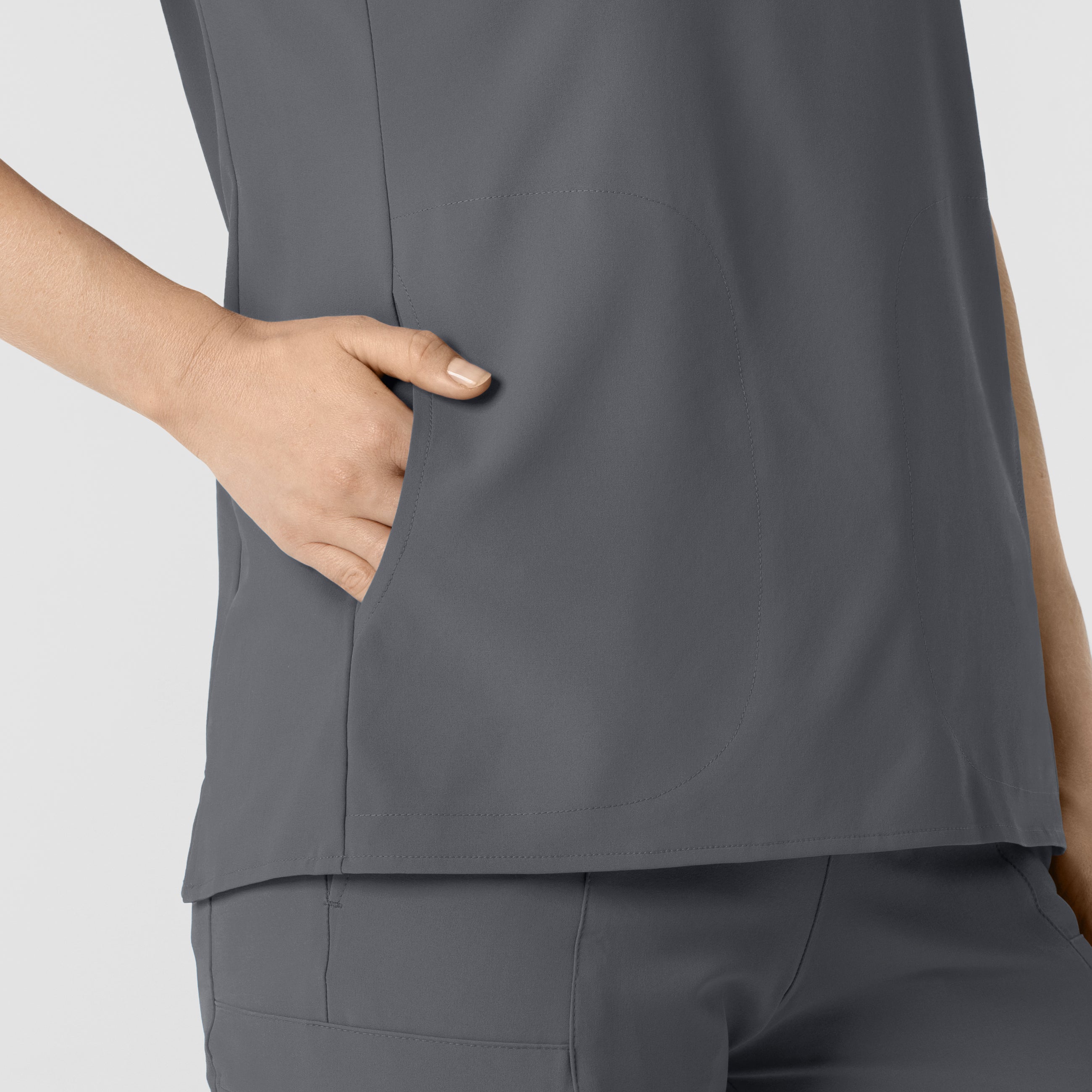 RENEW 6734 Mandarin Collar Scrub Top Pewter