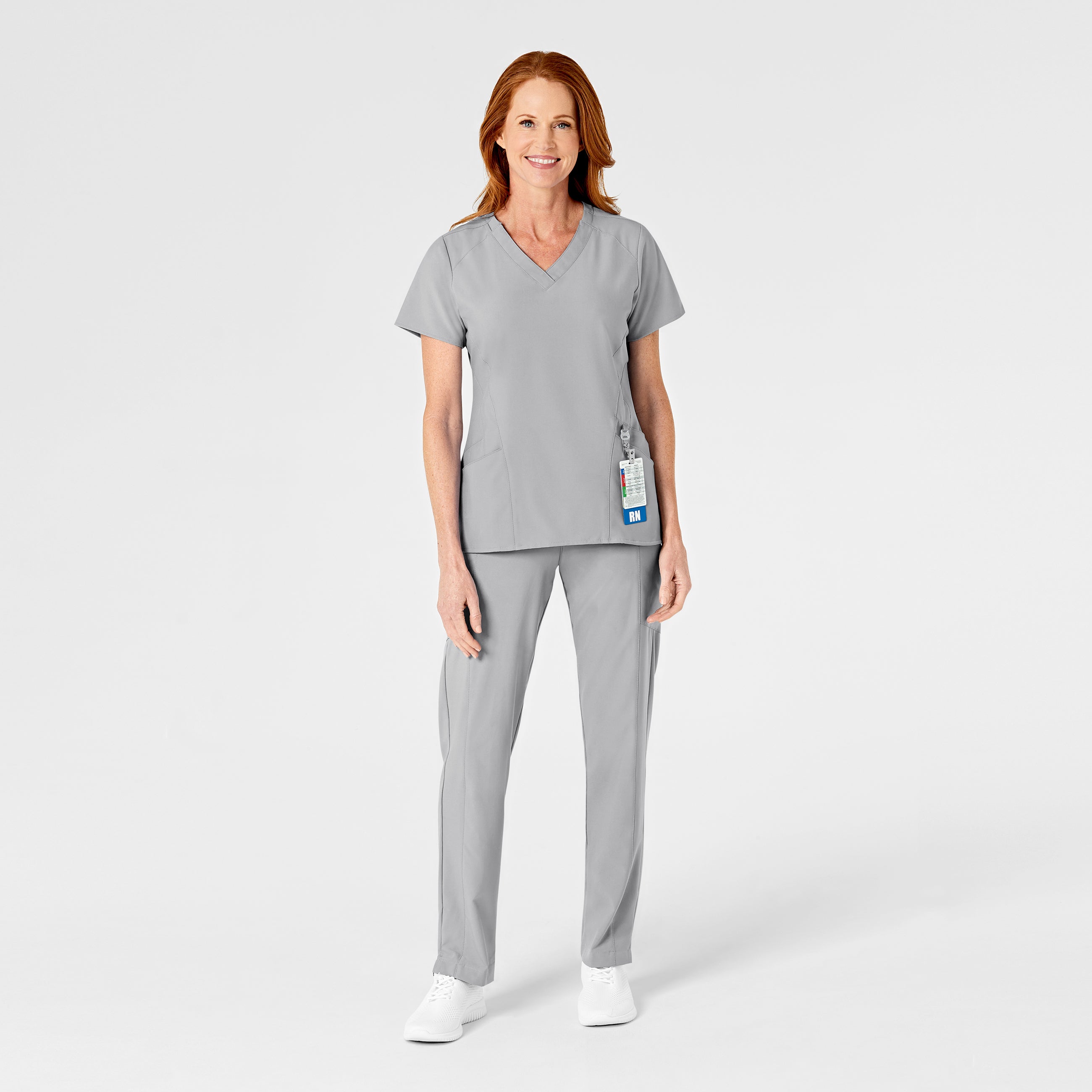 W123 5155 Flat Front Cargo Scrub Pants Grey