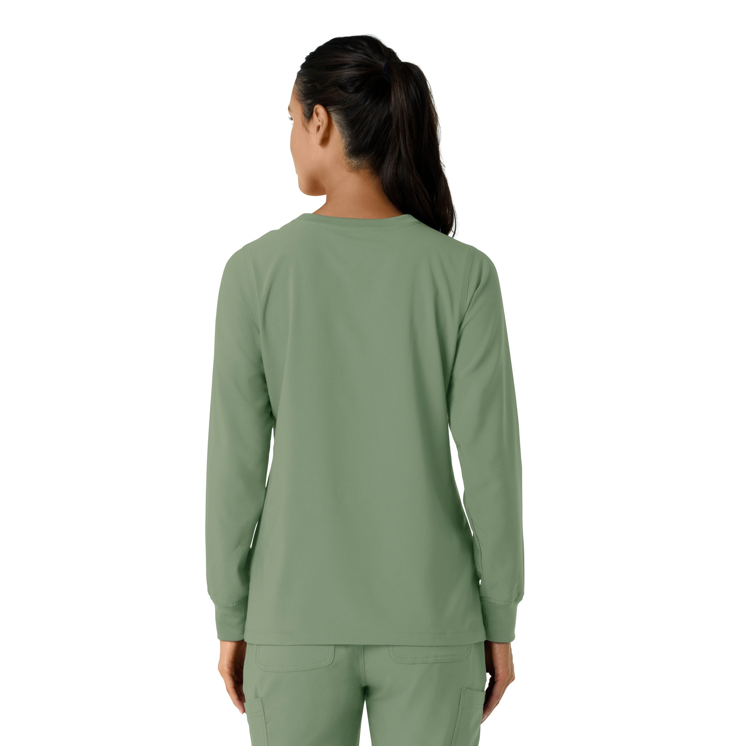 Force Cross-Flex C13610 Women's Crew Neck Long Sleeve Scrub Top Green Slate
