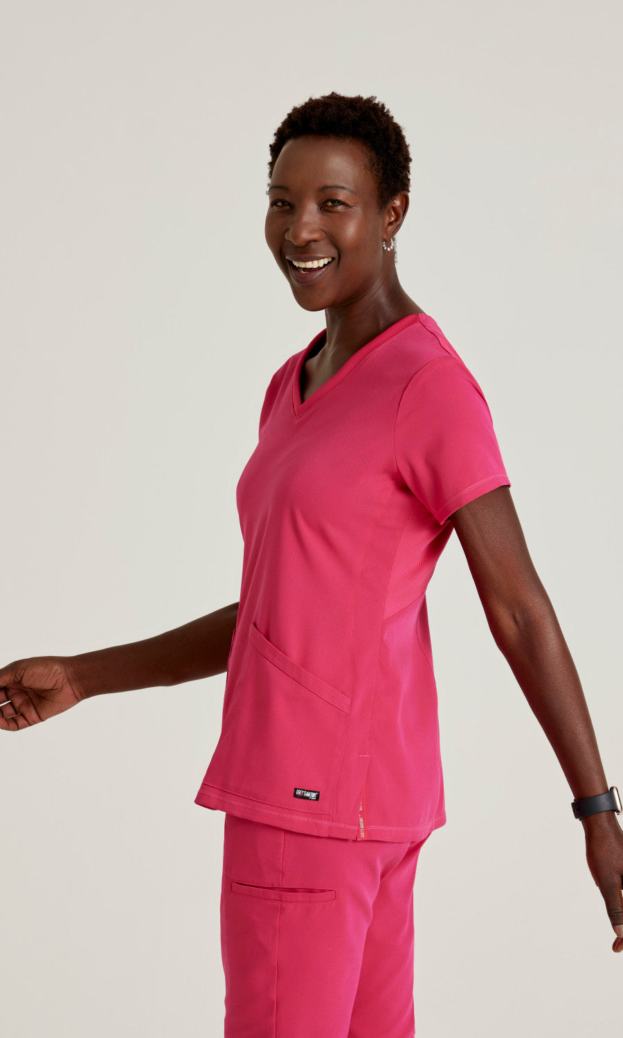 Grey's Anatomy Stretch GRST045 Serena Scrub Top Vibrance Pink