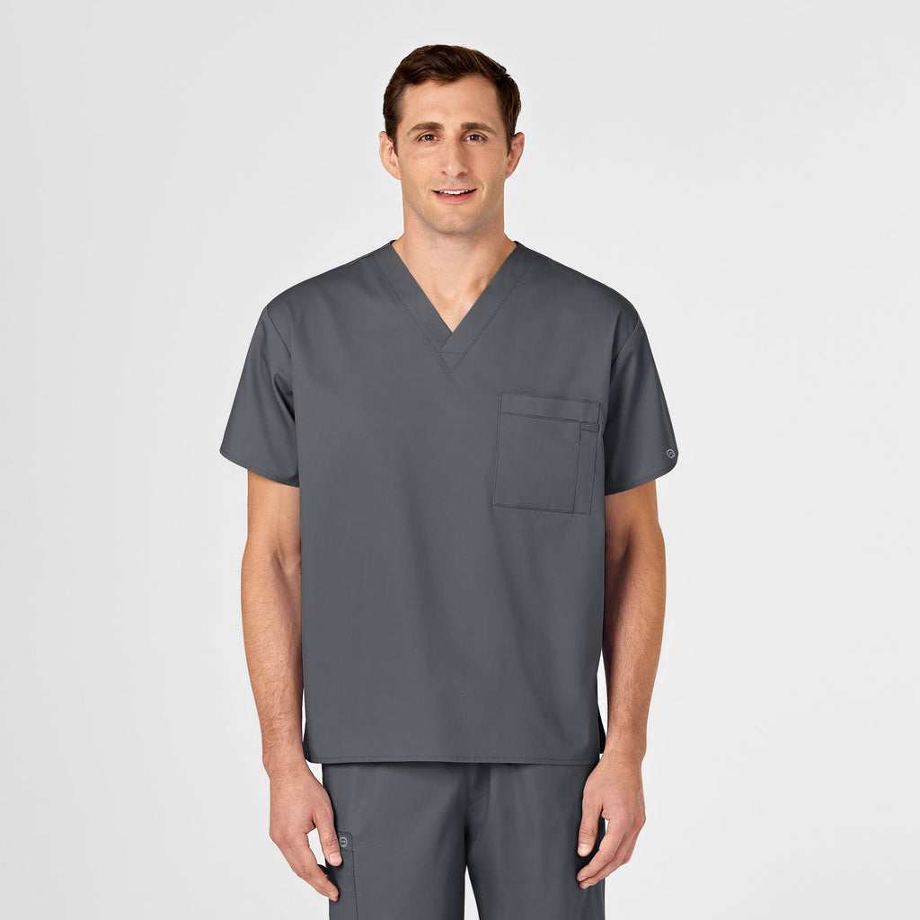 WonderWORK 100 Unisex V-Neck Scrub Top Pewter