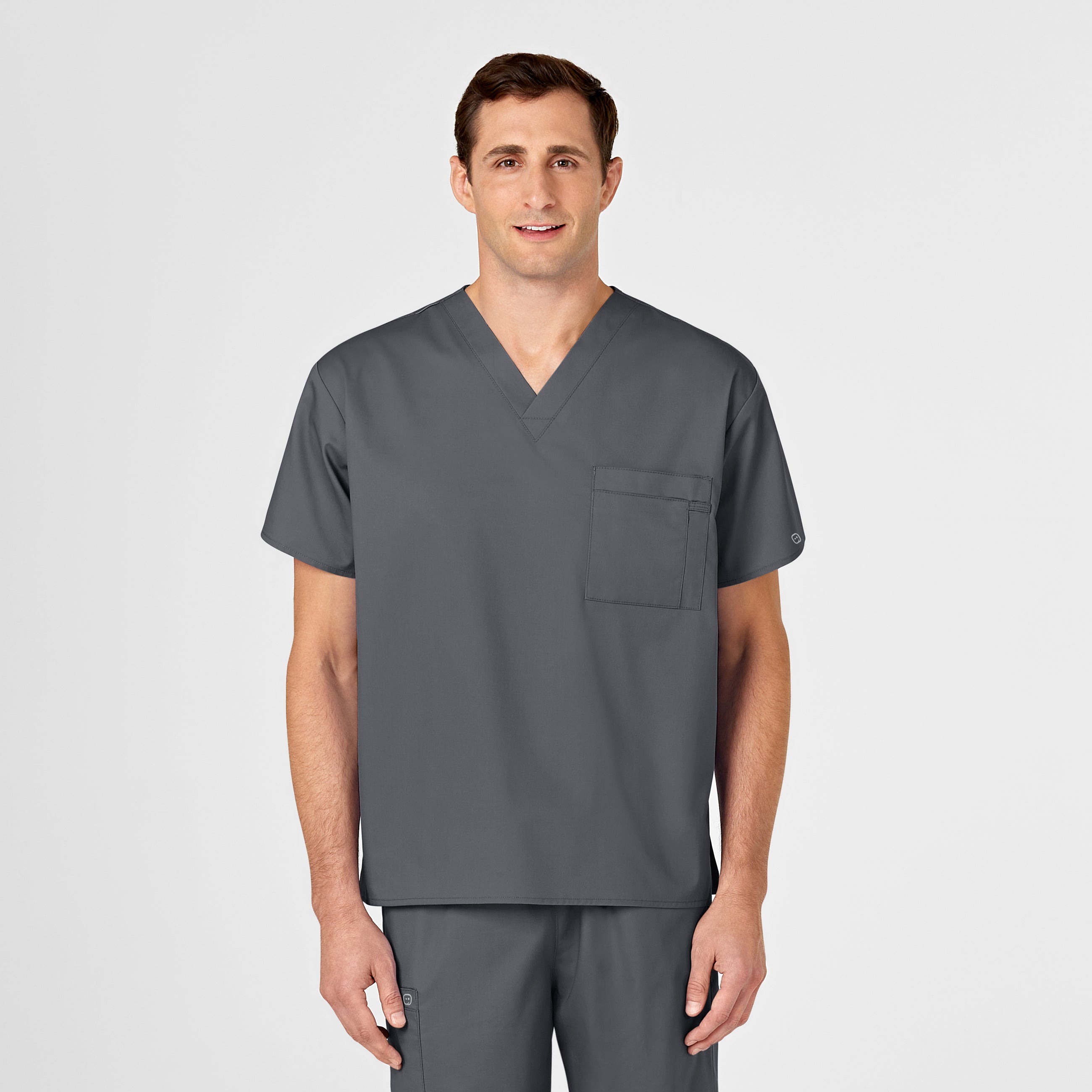 WonderWORK 100 Unisex V-Neck Scrub Top Pewter