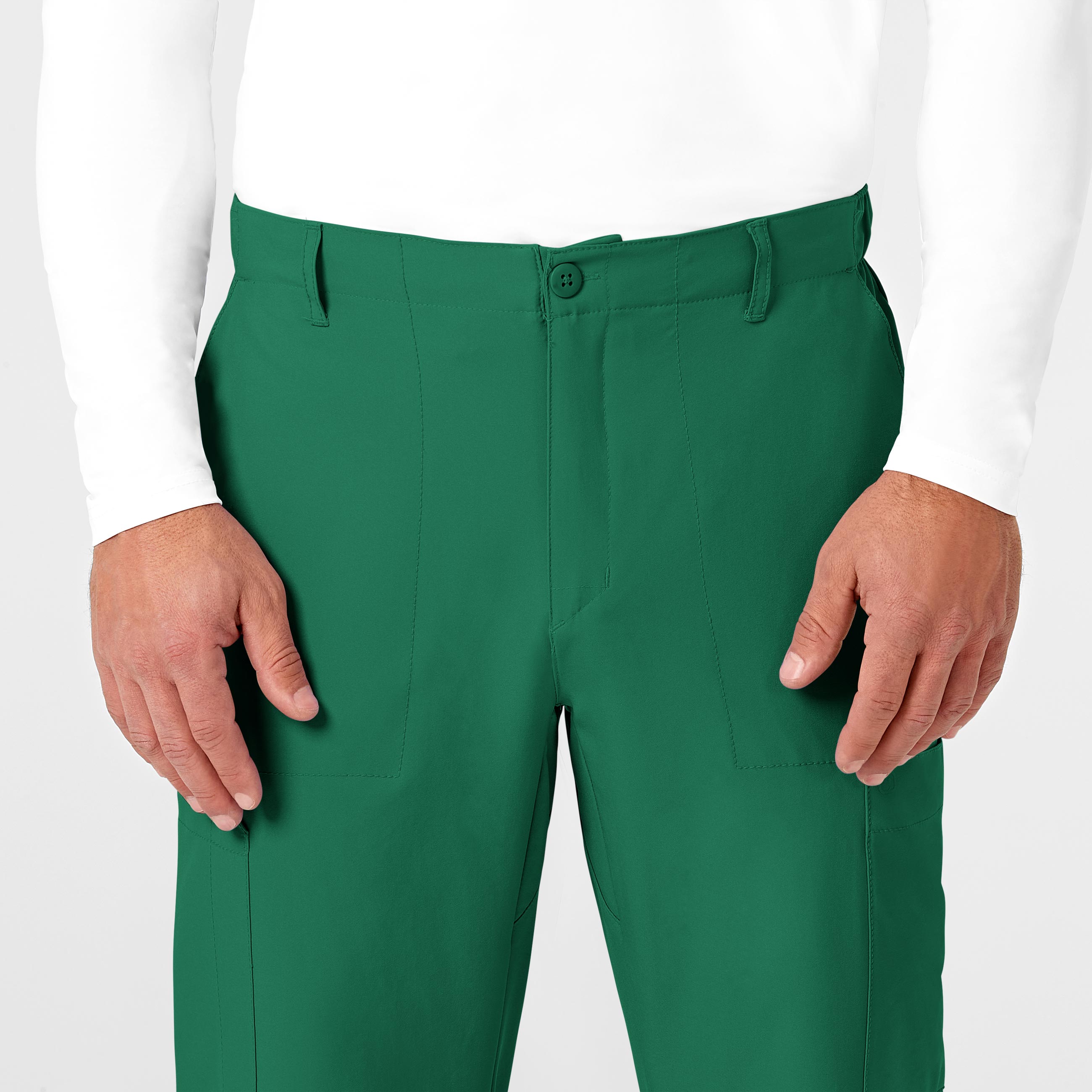 W123 5355 Men's Flat Front Cargo Scrub Pants Hunter