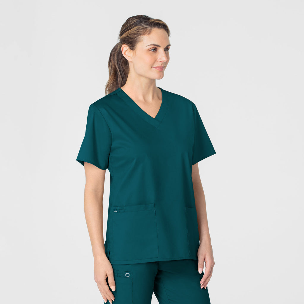 WonderWORK 101 V-Neck Scrub Top Caribbean Blue