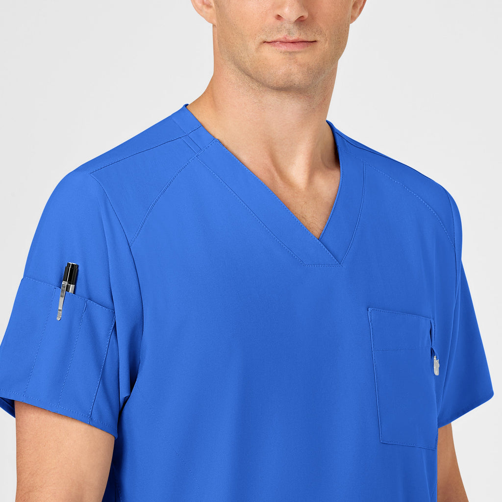 W123 6355 Men's V-Neck Scrub Top Royal