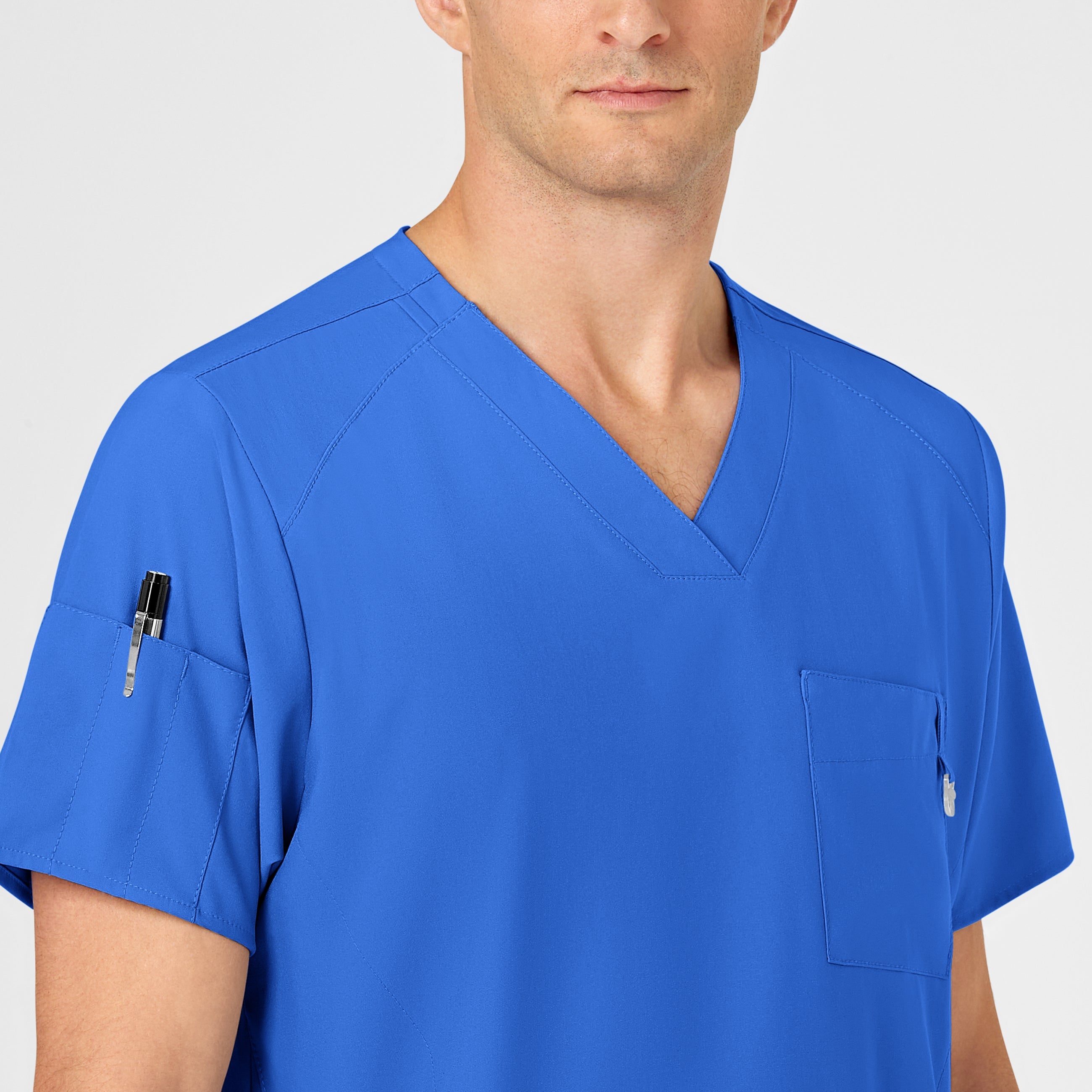 W123 6355 Men's V-Neck Scrub Top Royal
