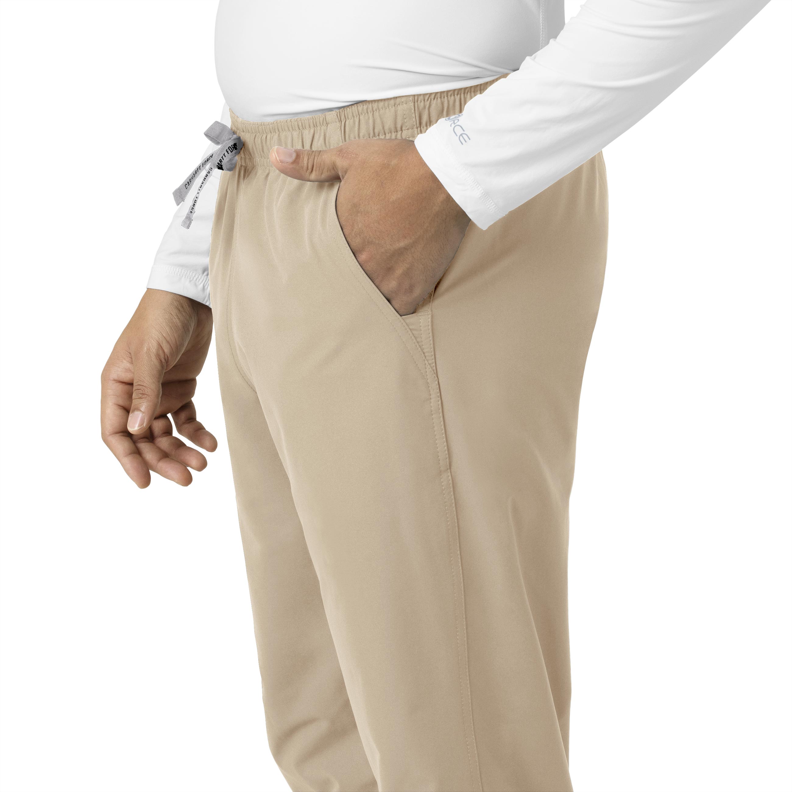 Force Essentials C55013 Unisex Elastic Waist Cargo Scrub Pants Khaki