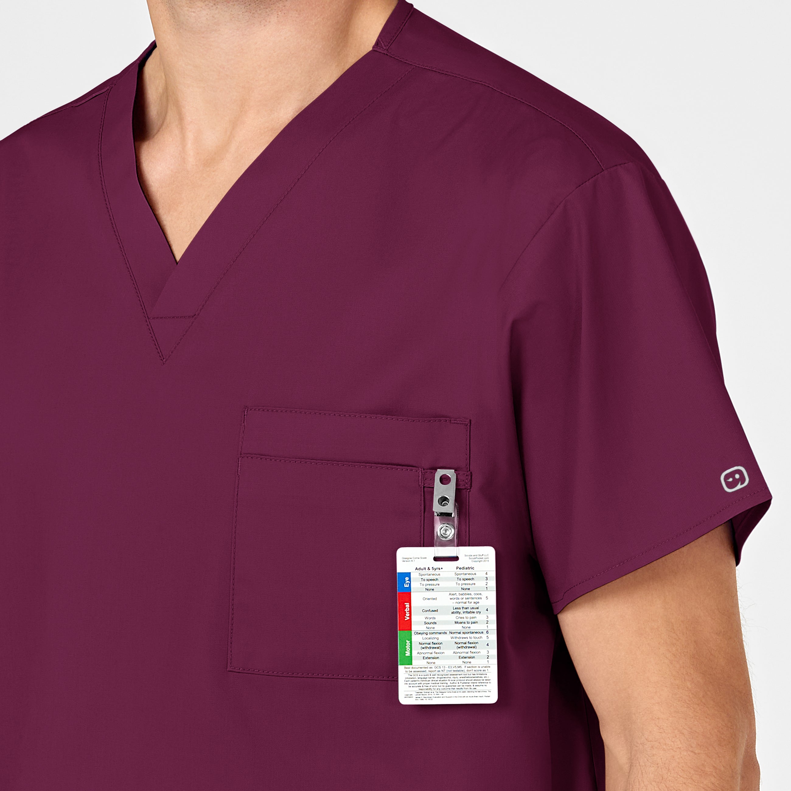 WonderWORK 100 Unisex V-Neck Scrub Top Wine