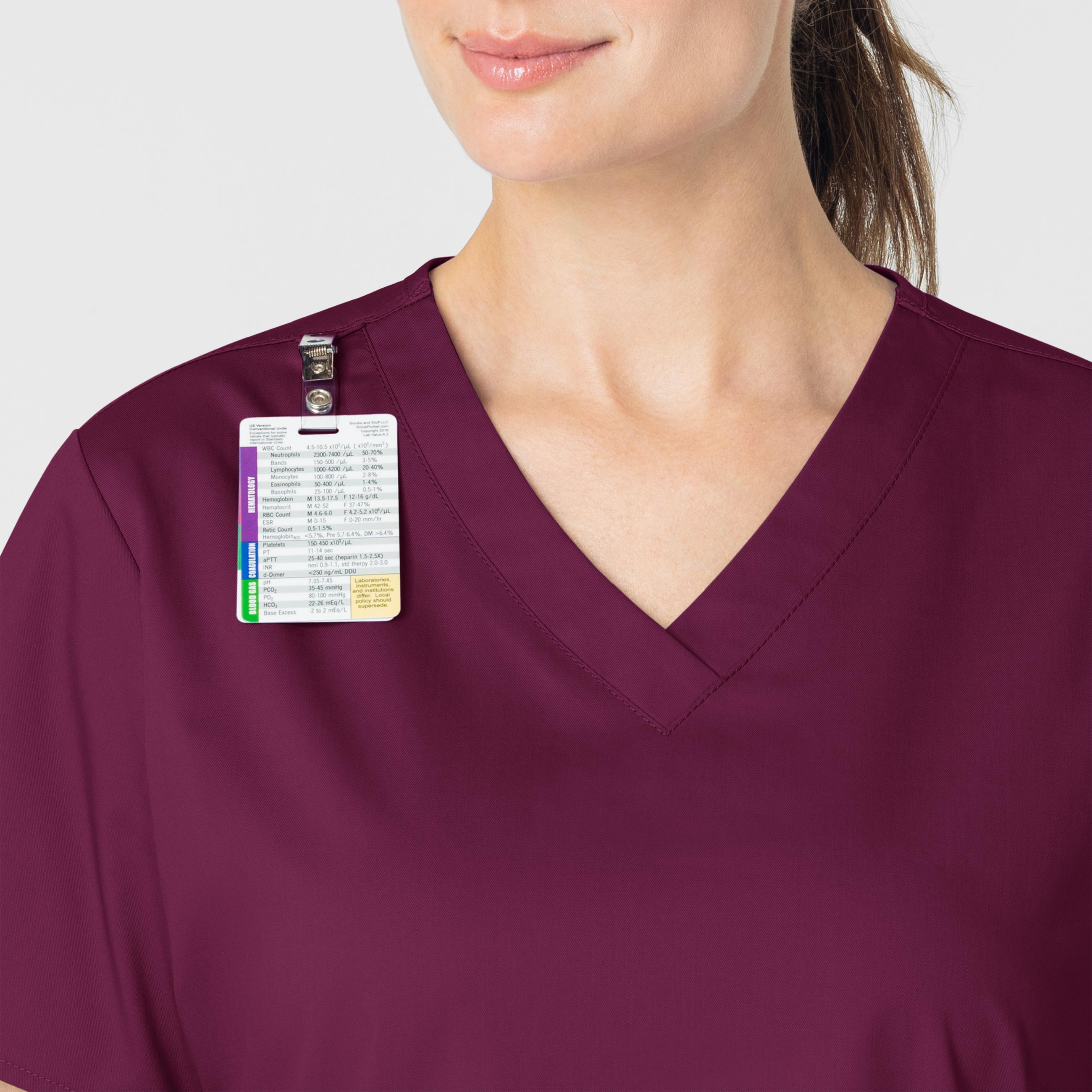 WonderWORK 101 V-Neck Scrub Top Wine