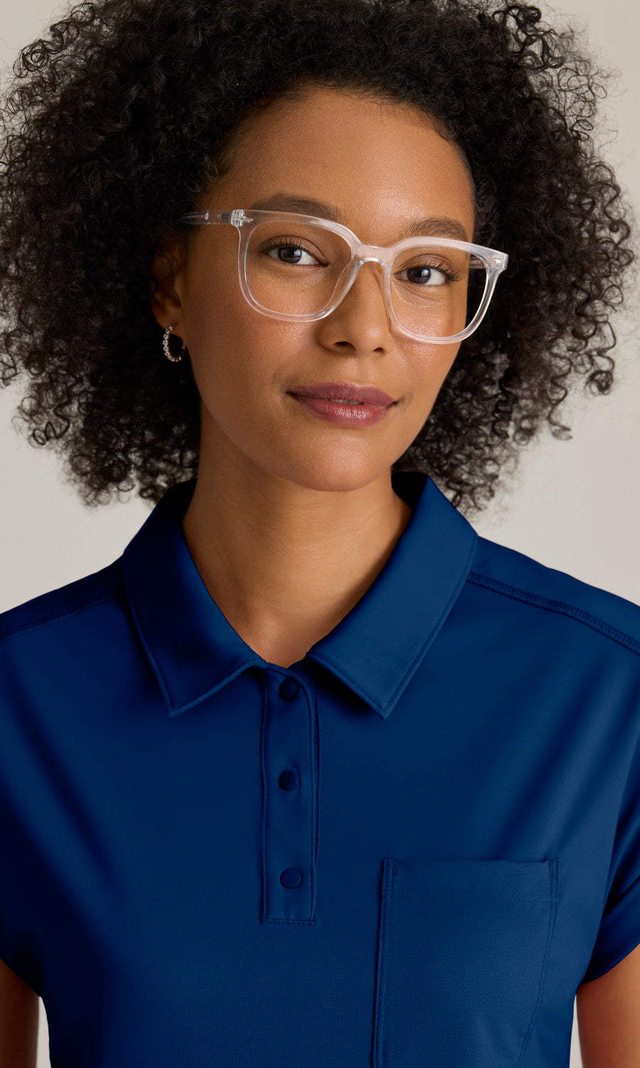 Grey's Anatomy Knits GRST254 Renew Knit Scrub Top Indigo