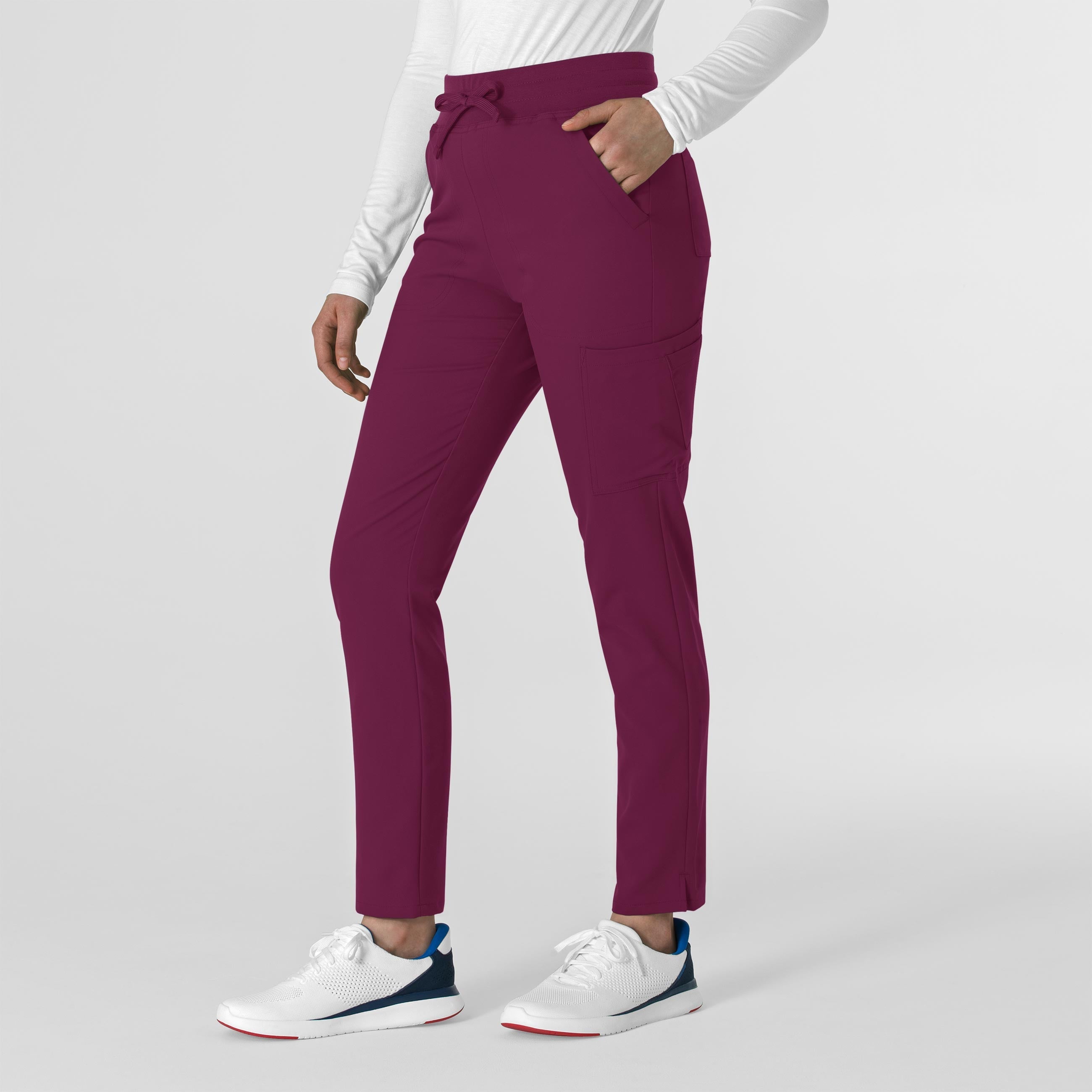 Thrive 5222 Cargo Straight Slim Leg Scrub Pants Wine