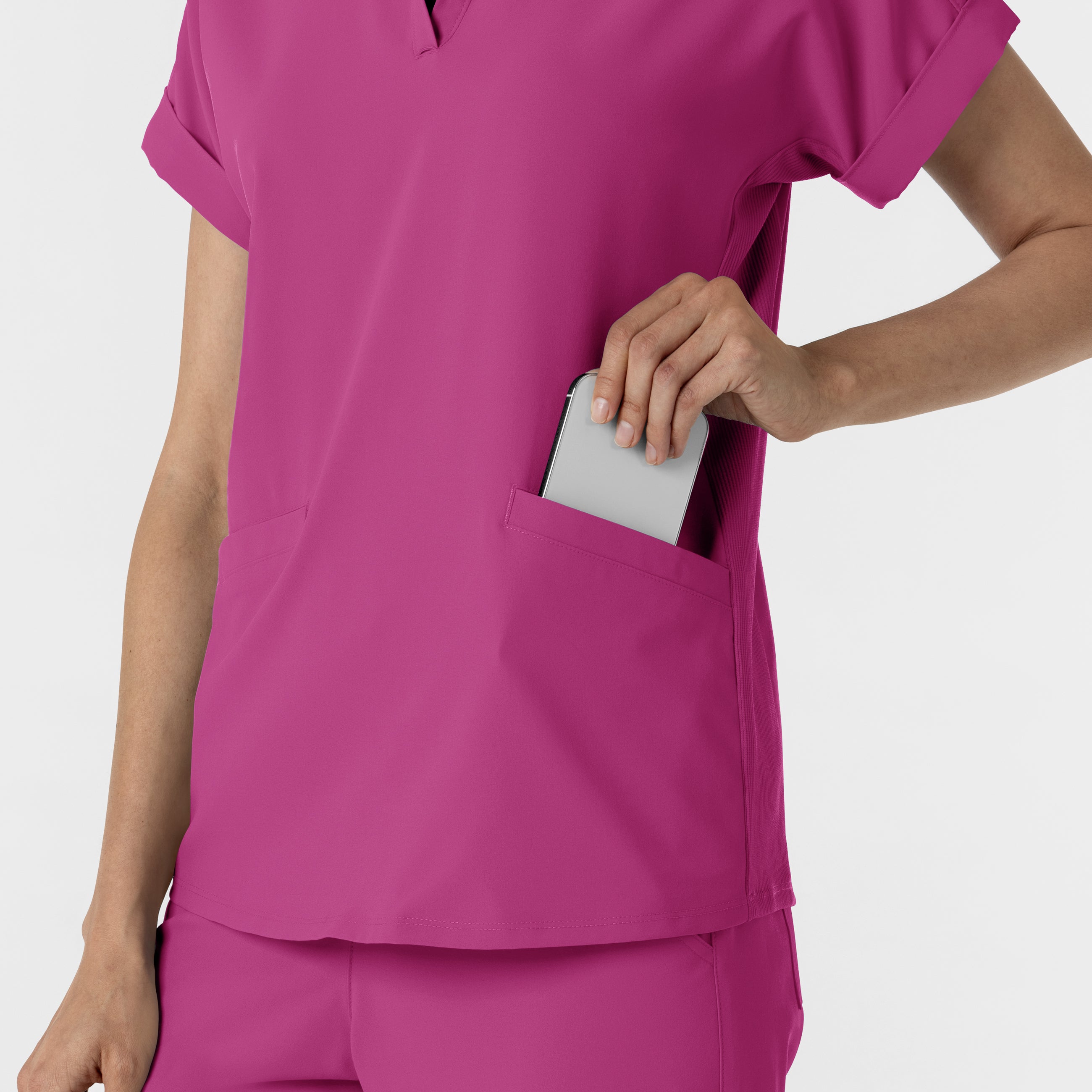 RENEW 6934 Women’s Flex-n-Reach Collared Scrub Top Raspberry