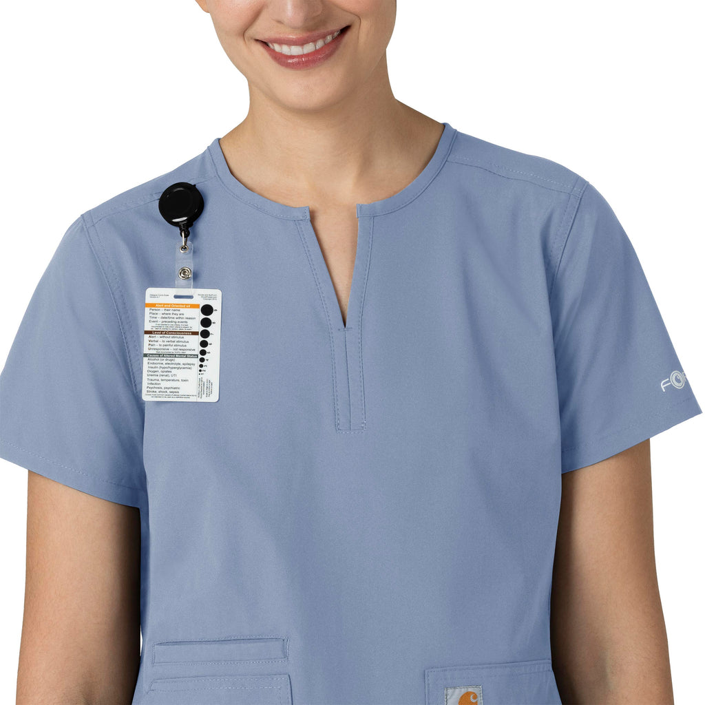 Force Essentials C12213 Notch Neck Tunic Scrub Top Ceil Blue